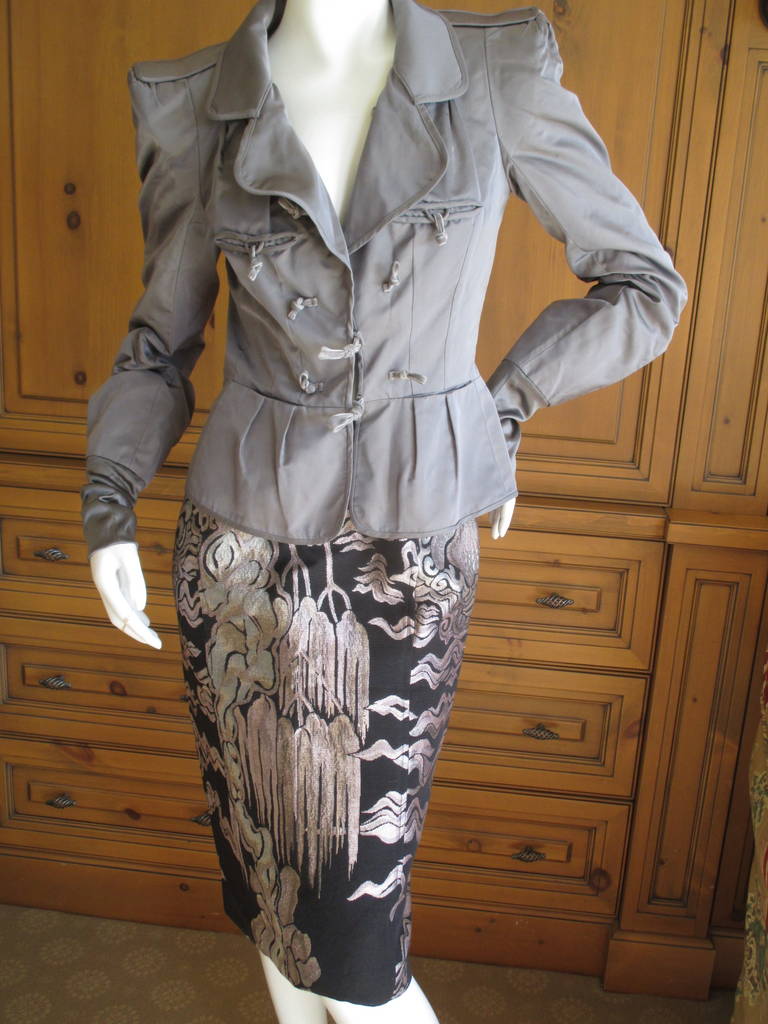 YSL Tom Ford Fall 2002 Asian Inspired Pagoda Jacket and Skirt For Sale 4