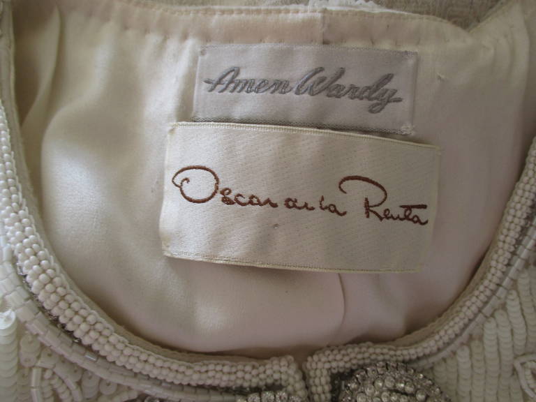 Oscar de la Renta White Beaded Sequin Paisley Suit 6