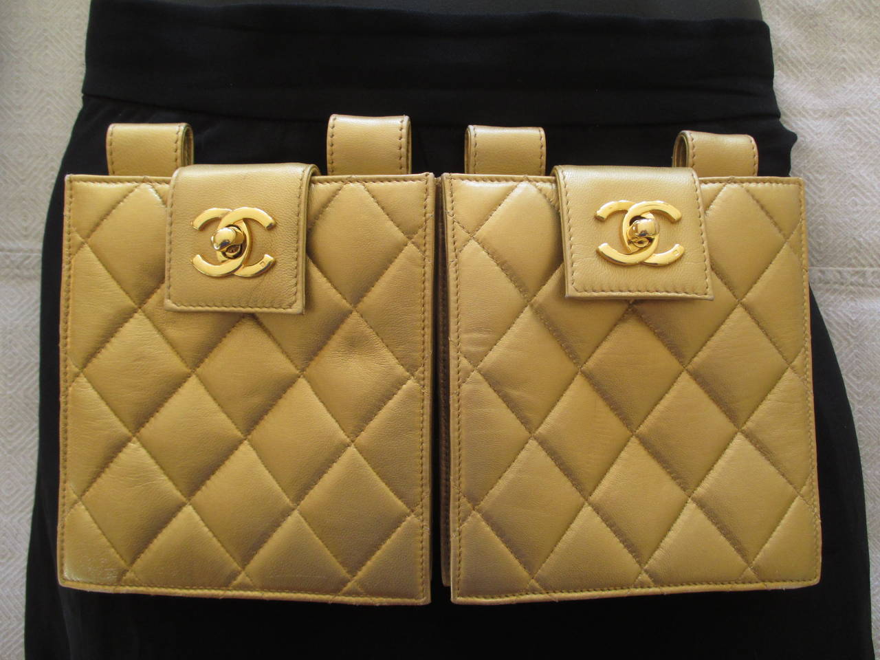 Chanel Pair of Vintage Gold Leather 