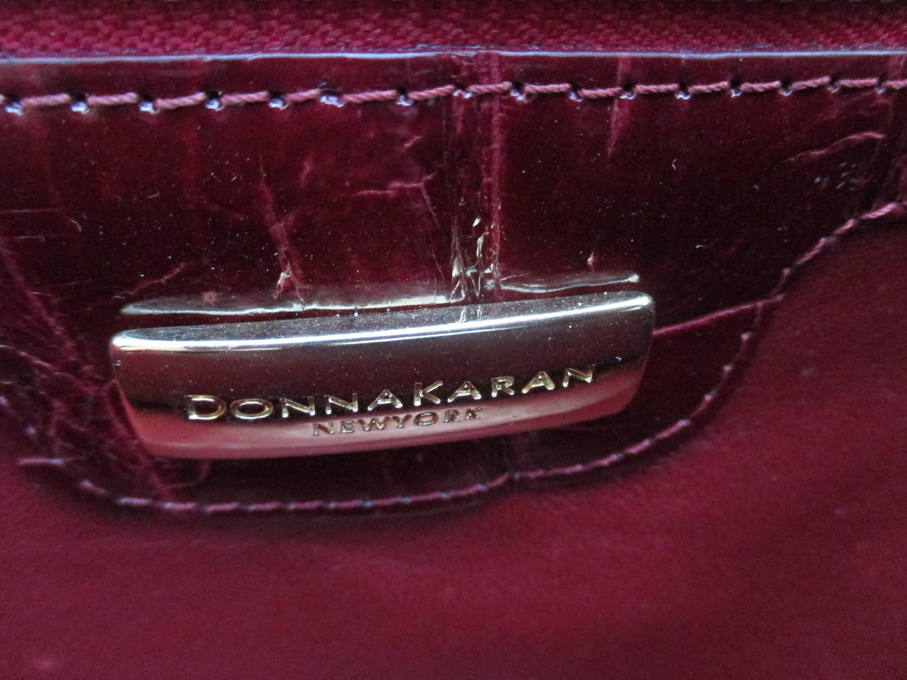 Donna Karan Rouge Alligator Lock Tote 4