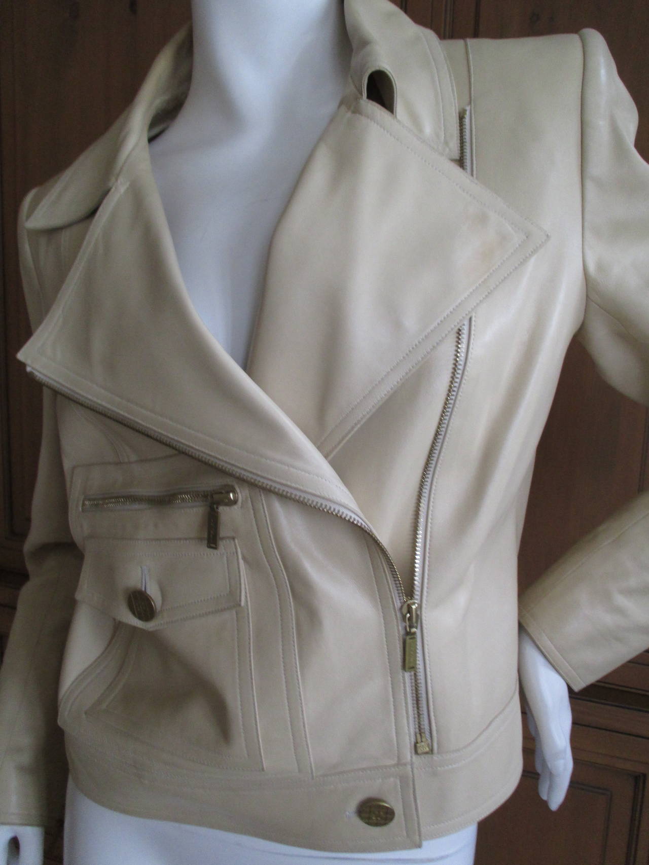 Chanel Tan Leather Moto Jacket
