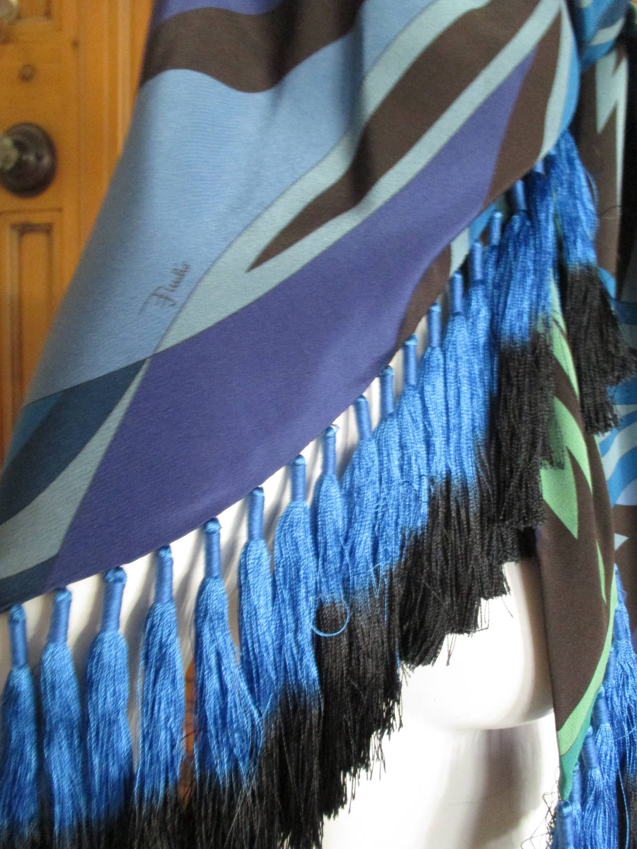 Pucci Silk Shawl with Ombre Fringe 1