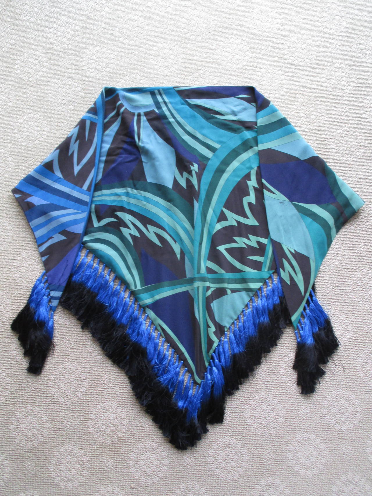 Pucci Silk Shawl with Ombre Fringe 2