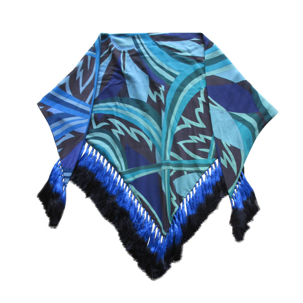 Pucci Silk Shawl with Ombre Fringe
