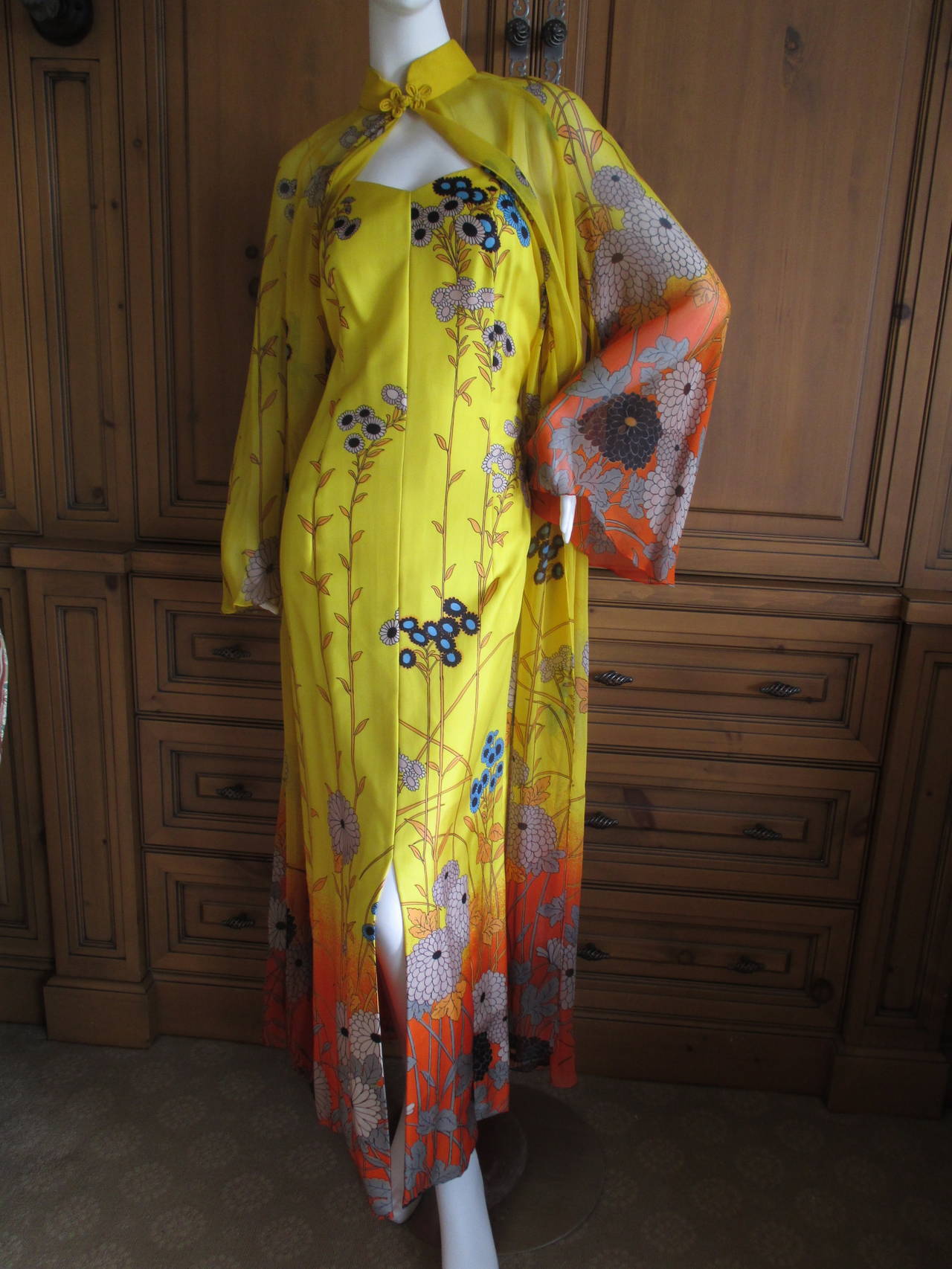 Hanae Mori Yellow Silk Dress & Caftan 5