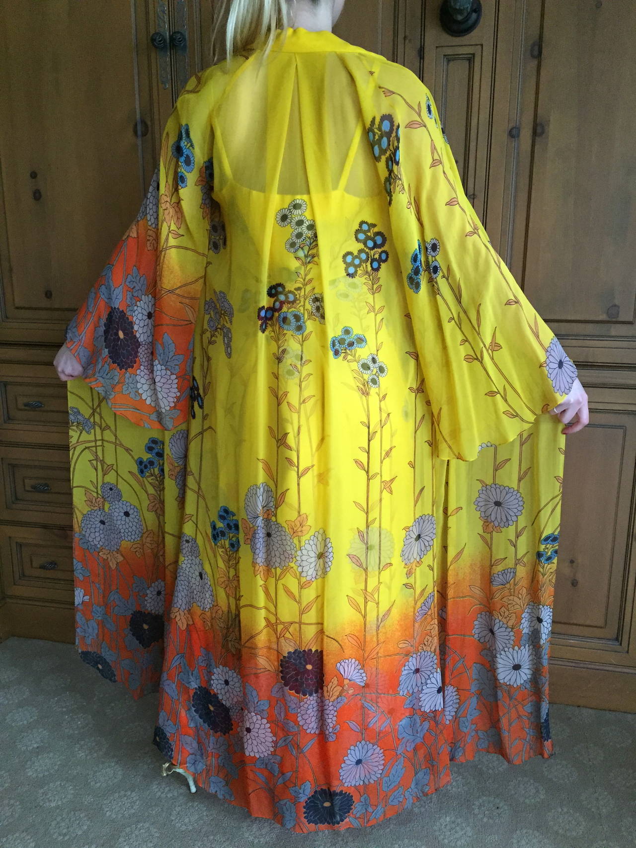 Hanae Mori Yellow Silk Dress & Caftan 3