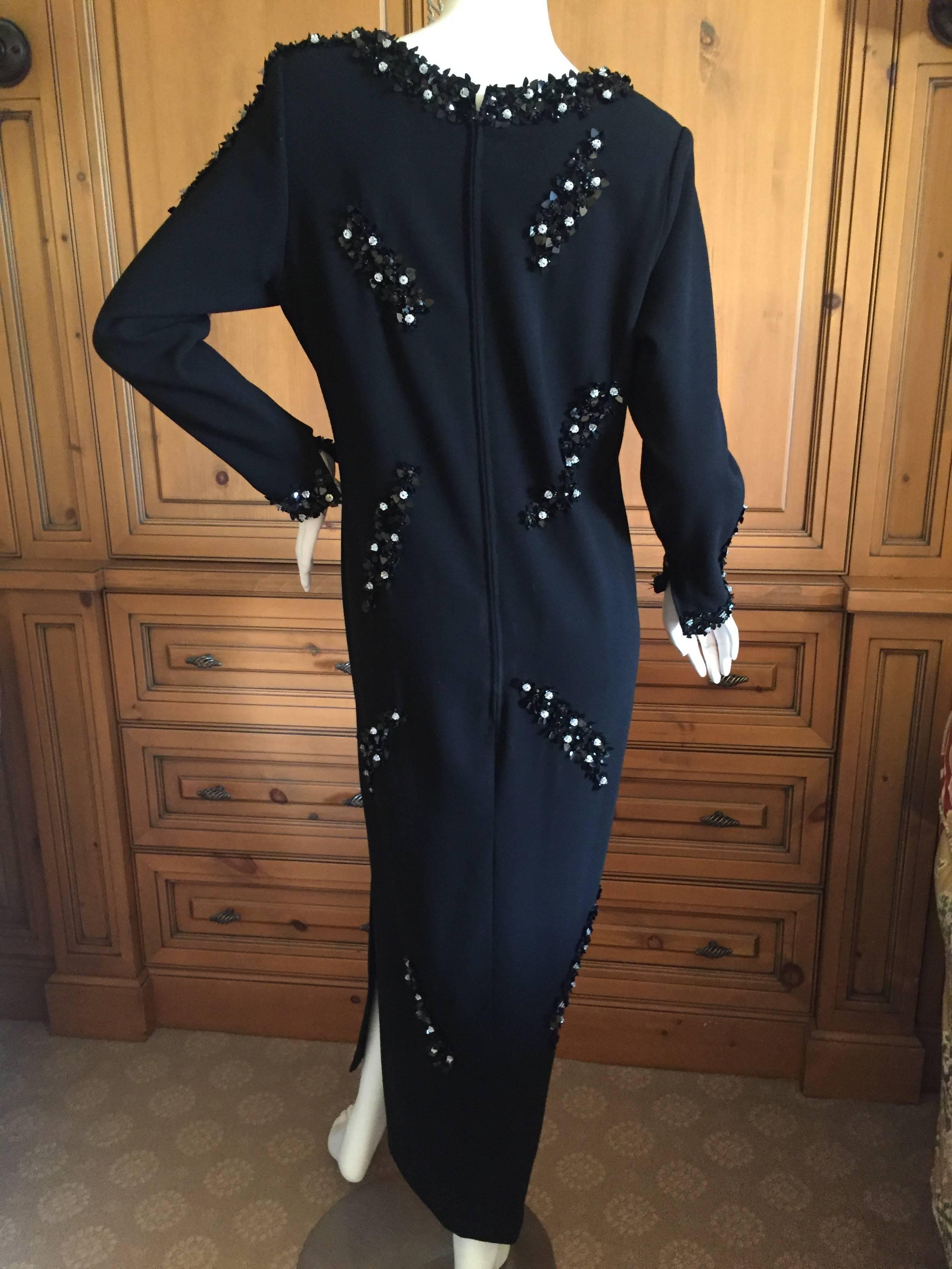 Galanos Black Bejeweled Evening Dress New w Tags Unworn Size 10 3