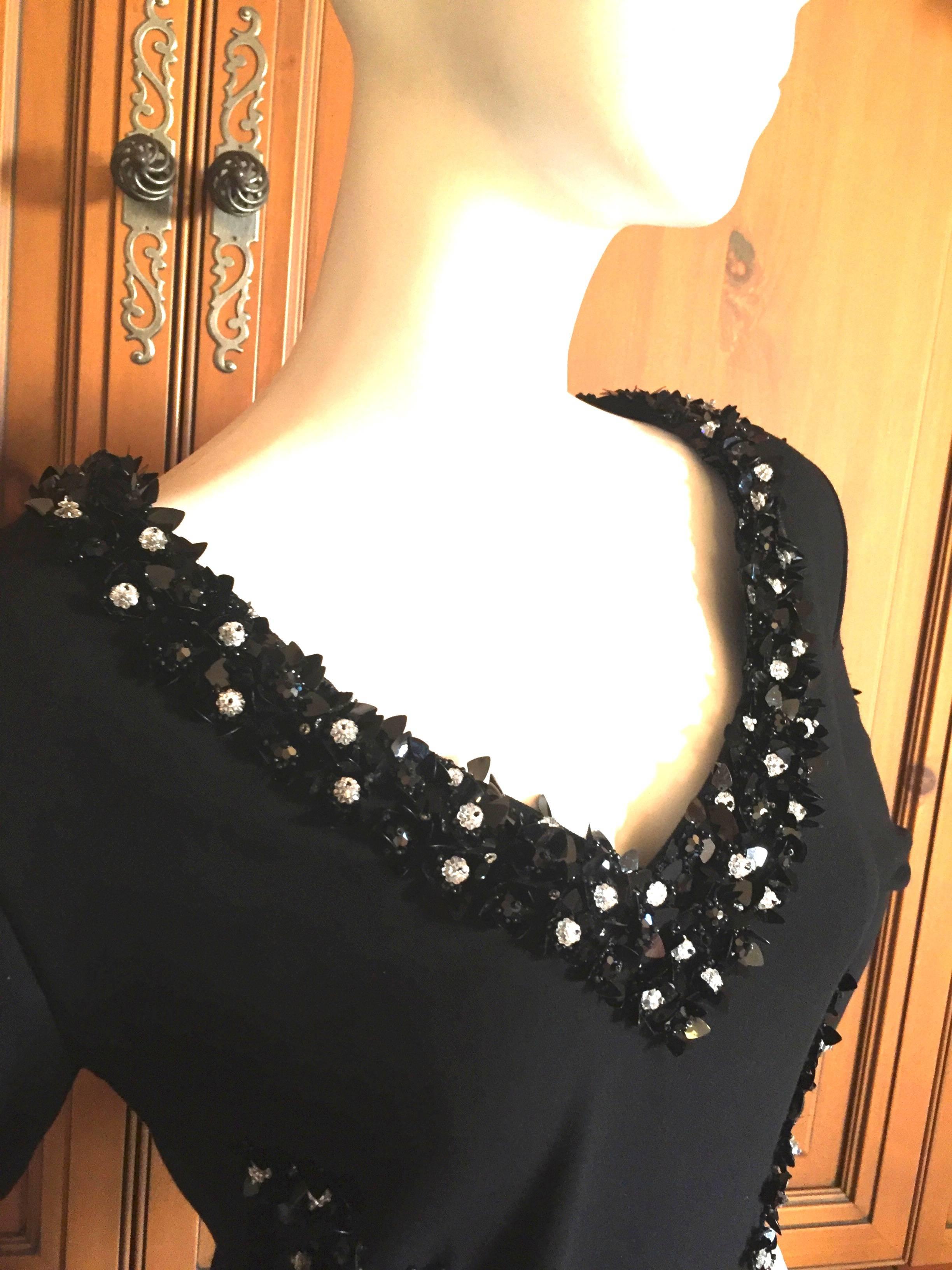 Galanos Black Bejeweled Evening Dress New w Tags Unworn Size 10 2