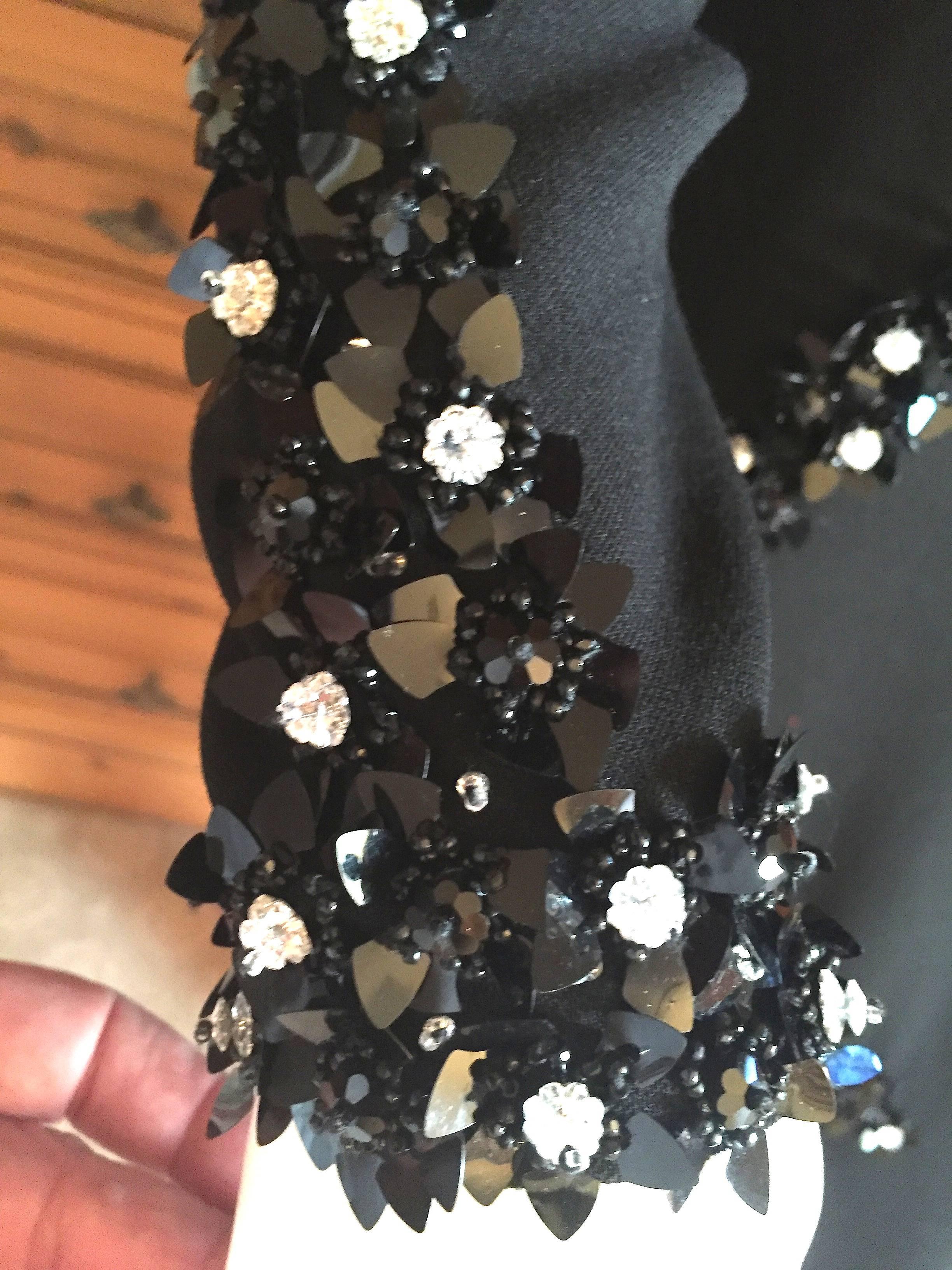 Galanos Black Bejeweled Evening Dress New w Tags Unworn Size 10 In New Condition In Cloverdale, CA