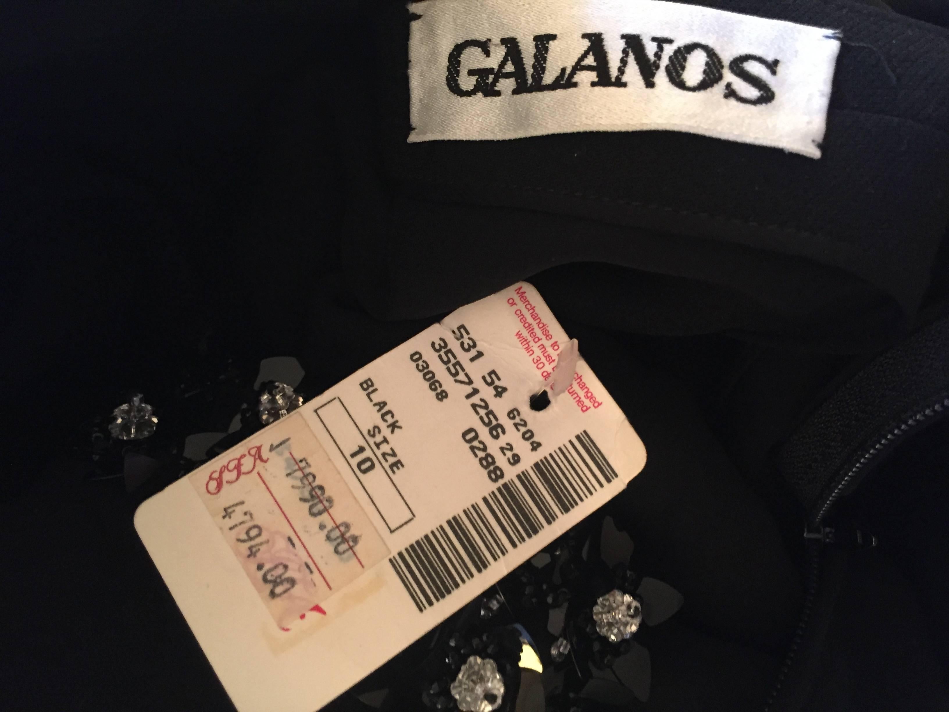 Galanos Black Bejeweled Evening Dress New w Tags Unworn Size 10 4