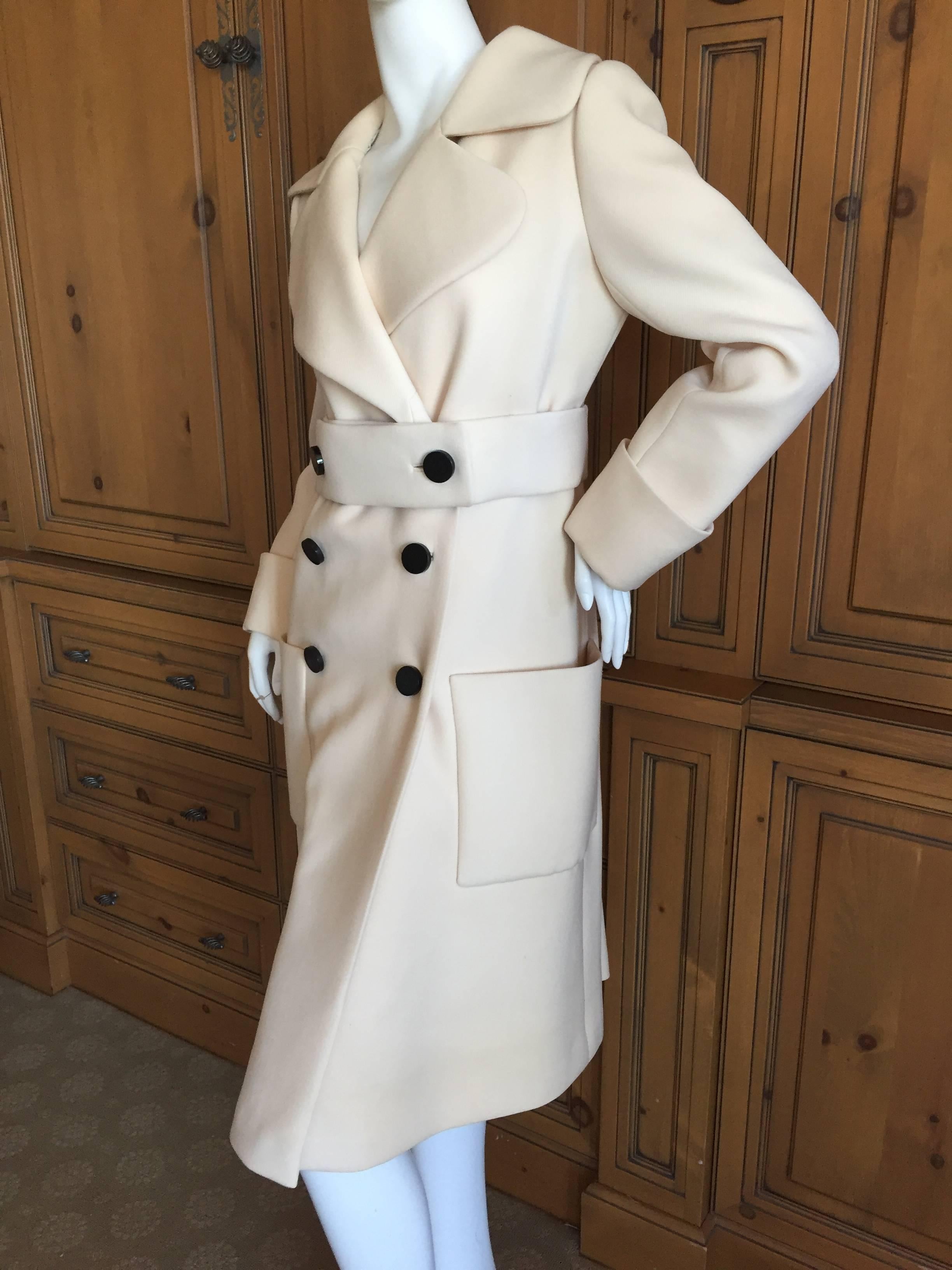 Women's Norman Norell 1960 Ivory Coat with Wide Belt