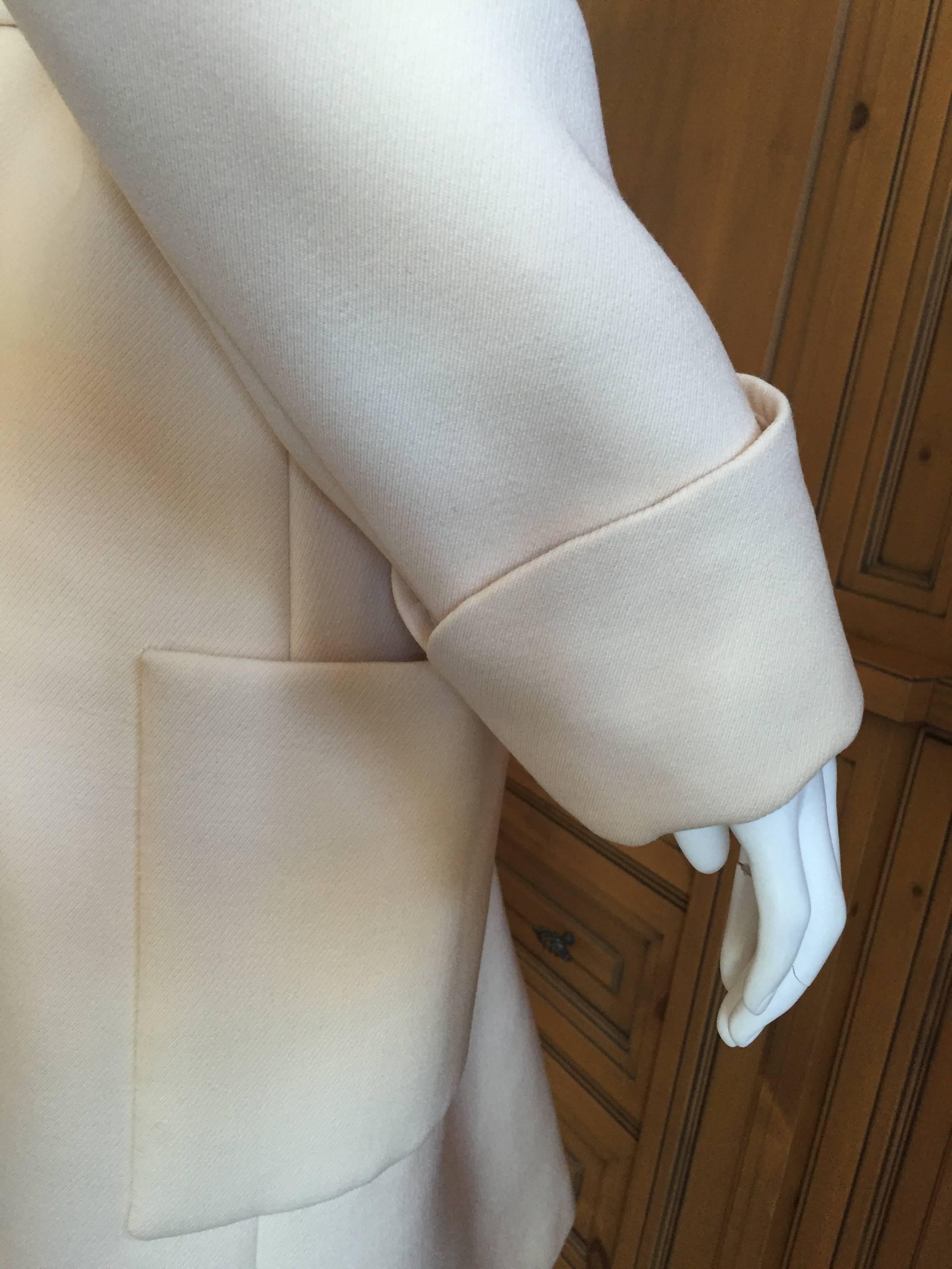 Norman Norell 1960 Ivory Coat with Wide Belt 2
