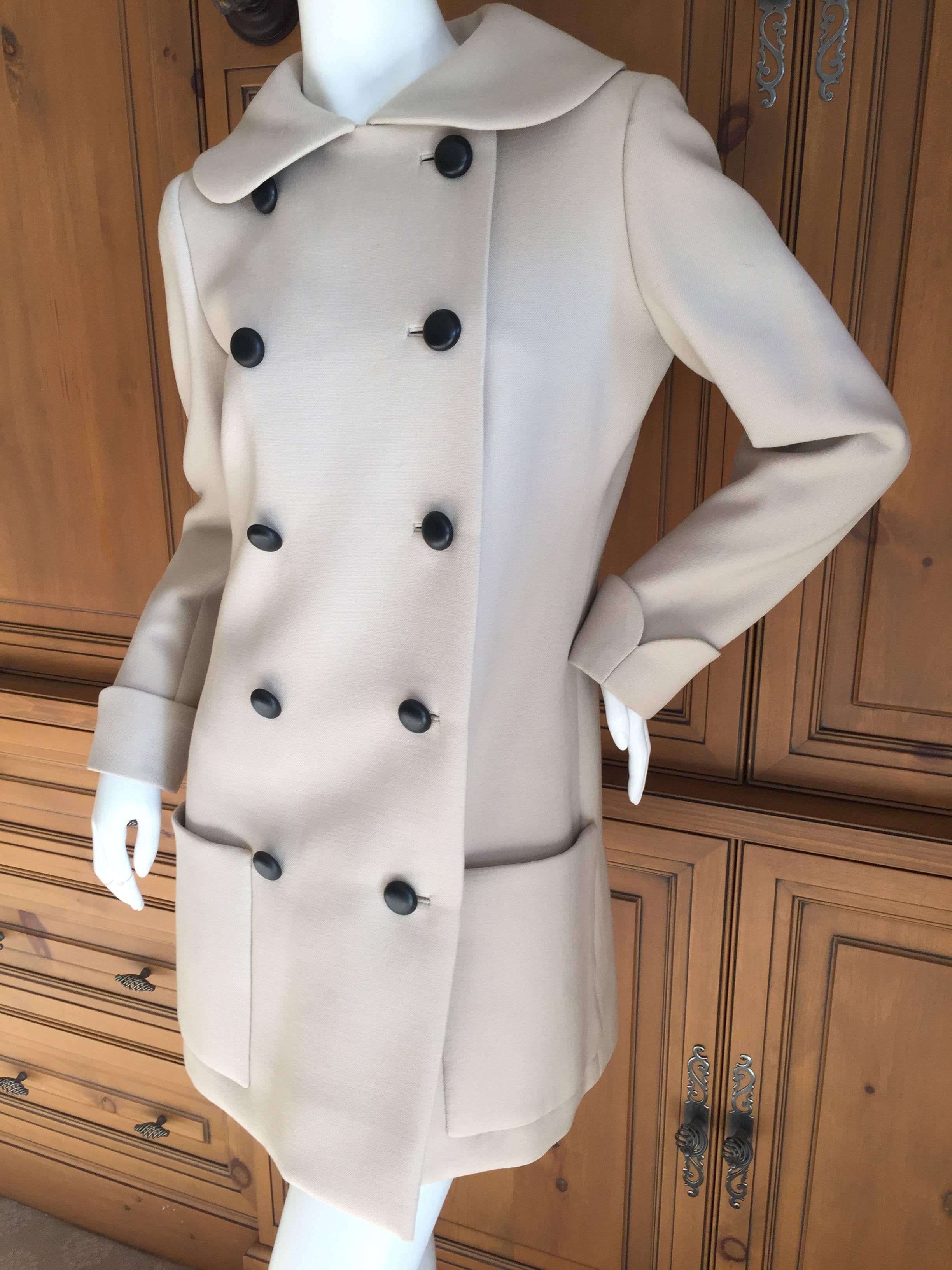 Women's Norell 1960's Tan Peacoat with Peter Pan Collar For Sale
