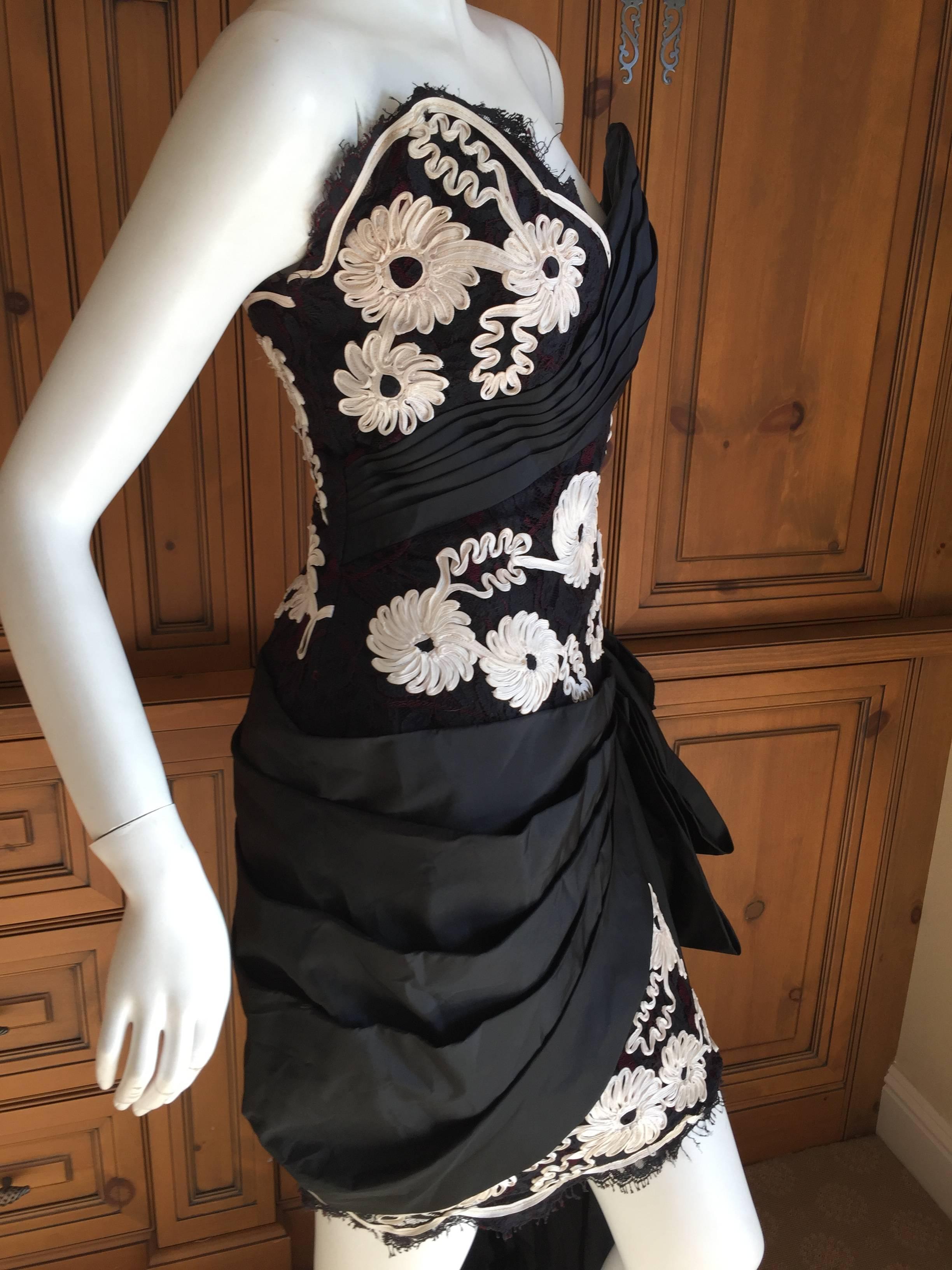 Victor Costa Soutache Embellished Cocktail Dress In Excellent Condition For Sale In Cloverdale, CA