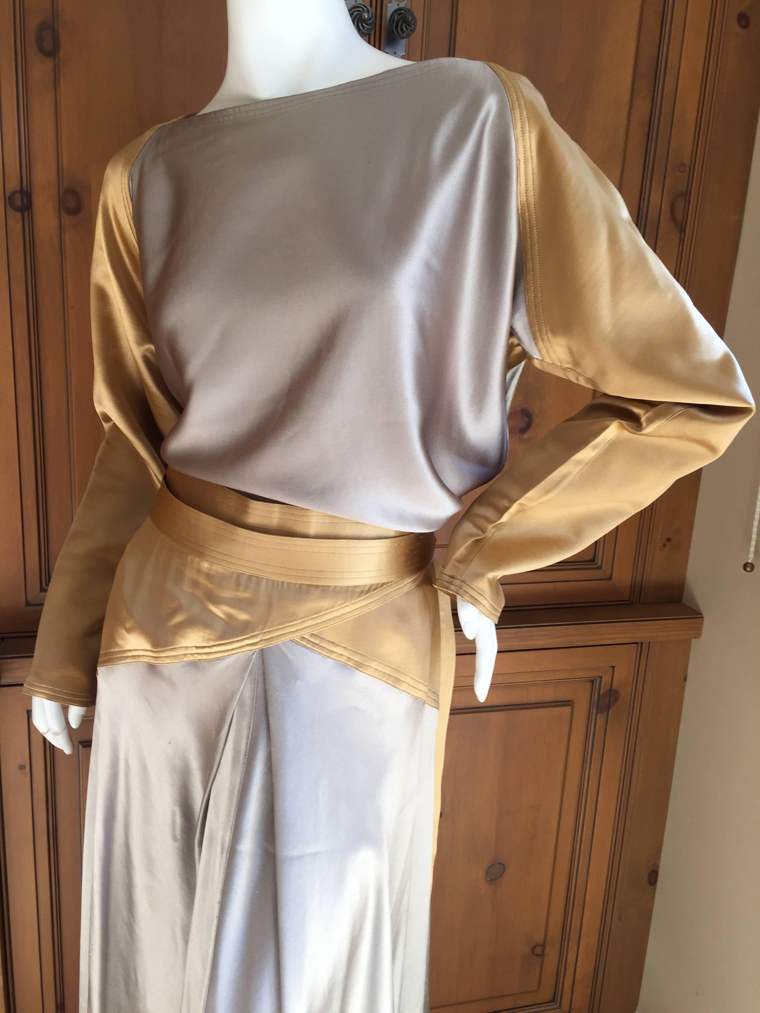 Geoffrey Beene Silver & Gold Silk Charmeuse 2pc Dress 1