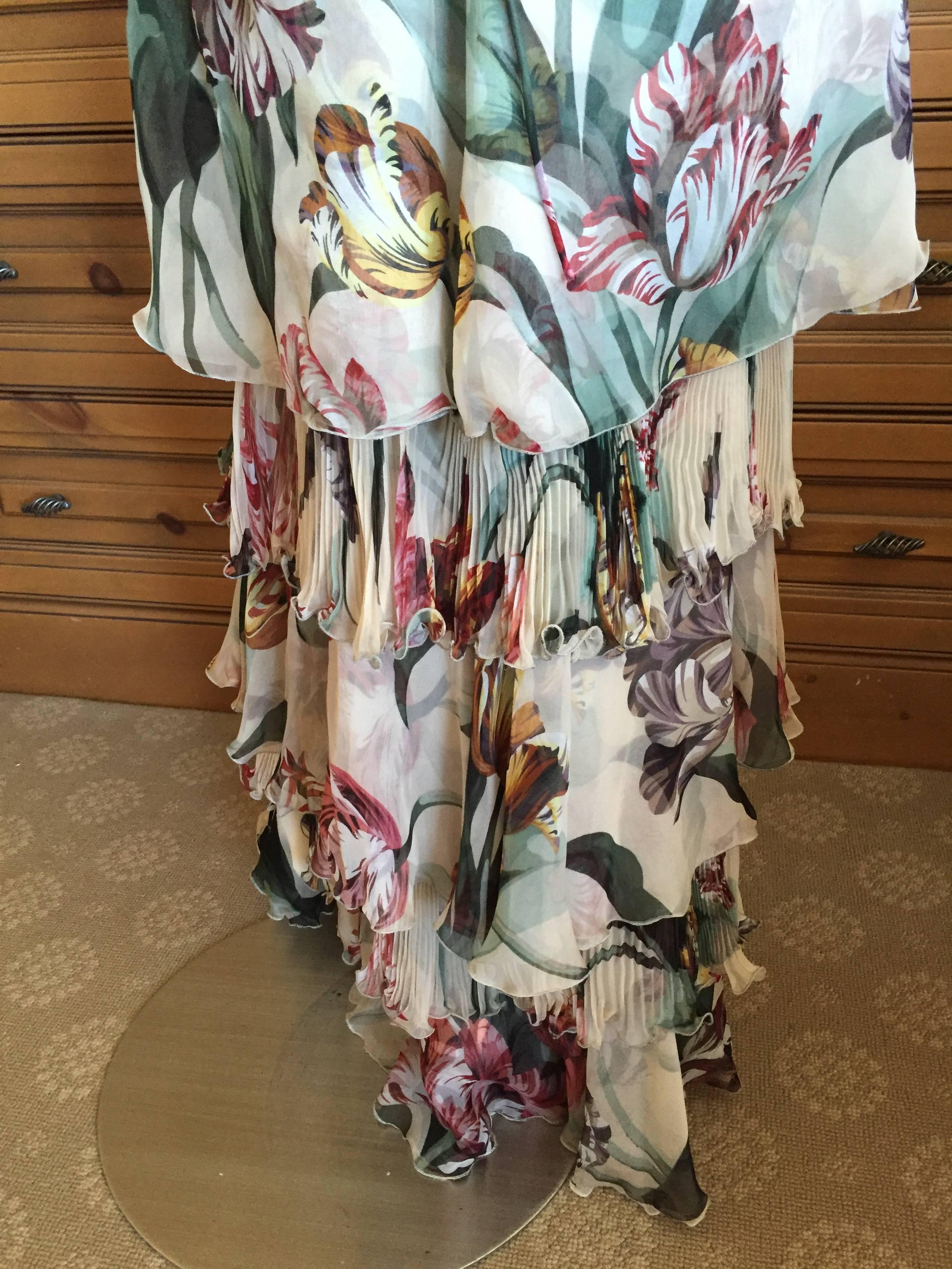 Women's Valentino Romantic Tulip Print Silk Chiffon Tiered Dress