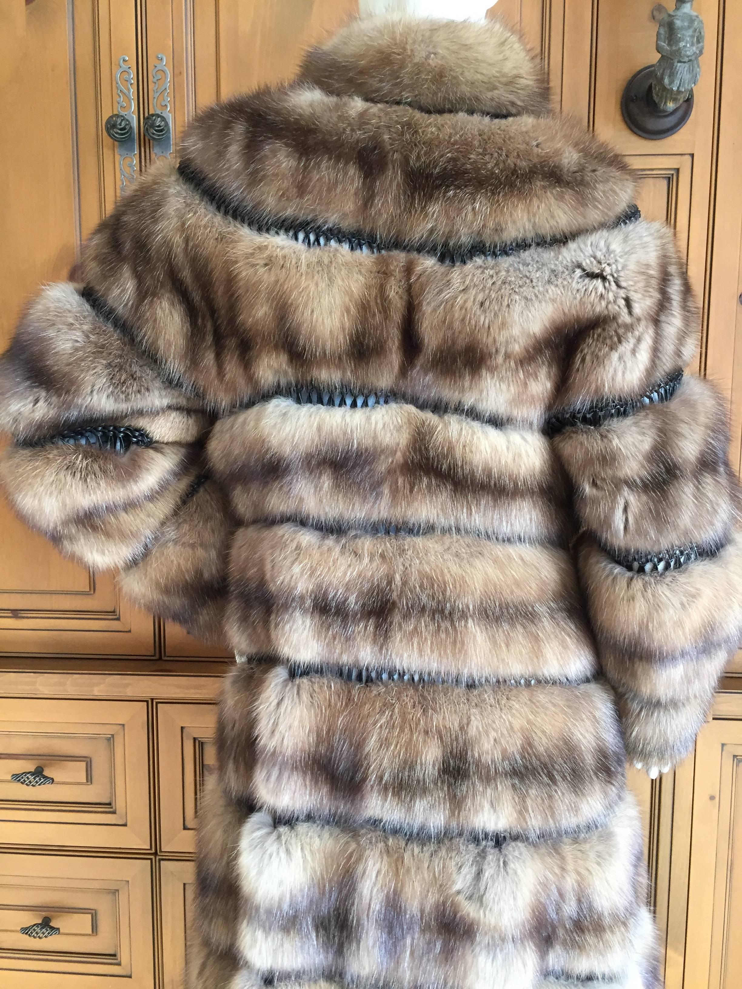 Ralph Rucci Russian Bargazun Sable Reversible Coat w. Leather Cord Accents 2013 2