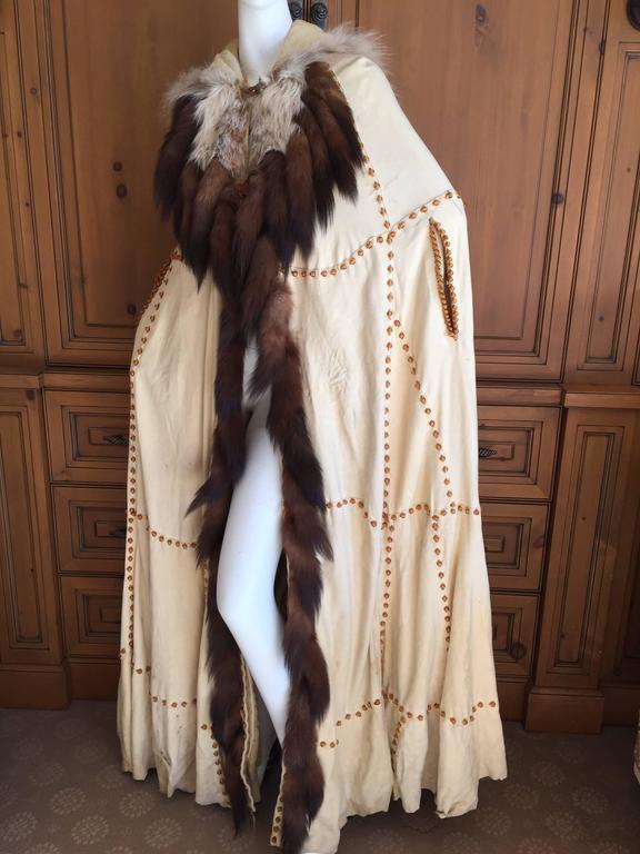 Floor Length Fur Trimmed Beaded Deerskin Cape at 1stDibs deerskin cloak