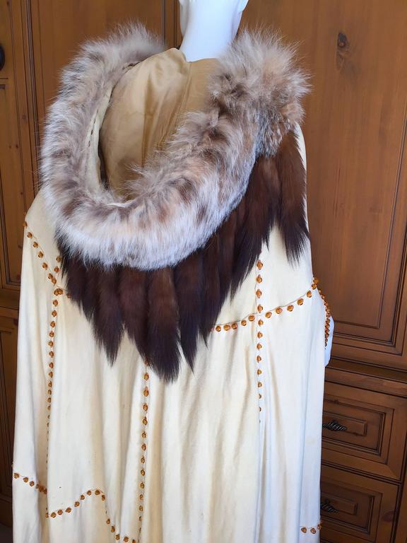Floor Length Fur Trimmed Beaded Deerskin Cape at 1stDibs deerskin cloak