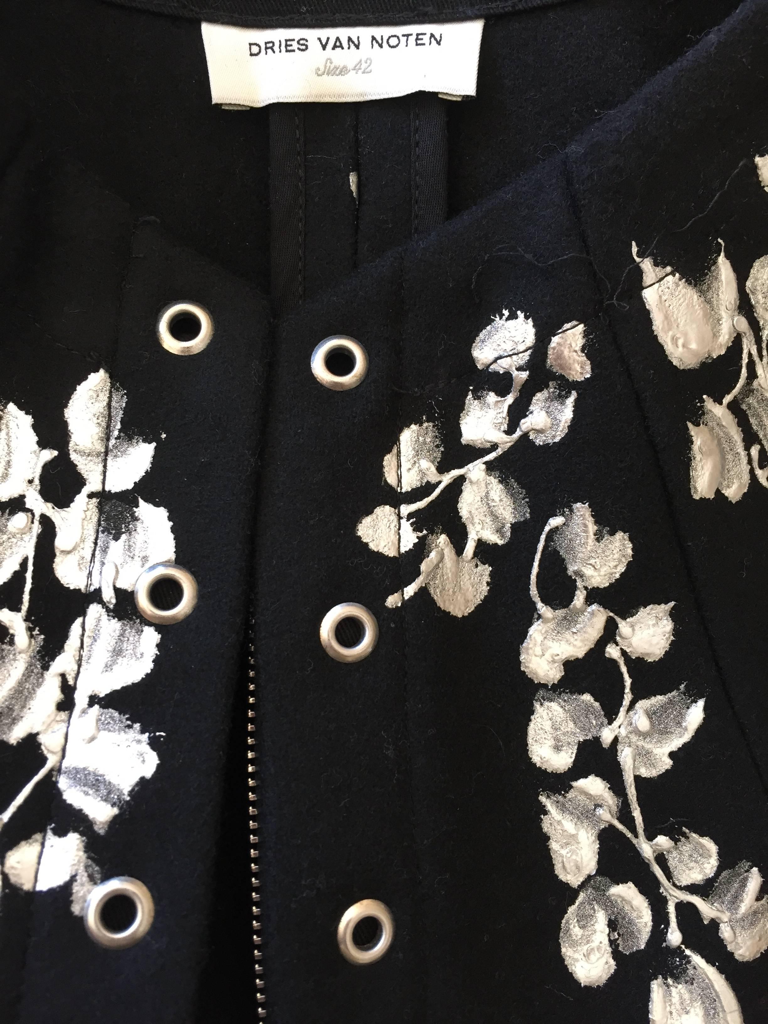 Dries van Noten Hand Painted Black Moto Jacket 3