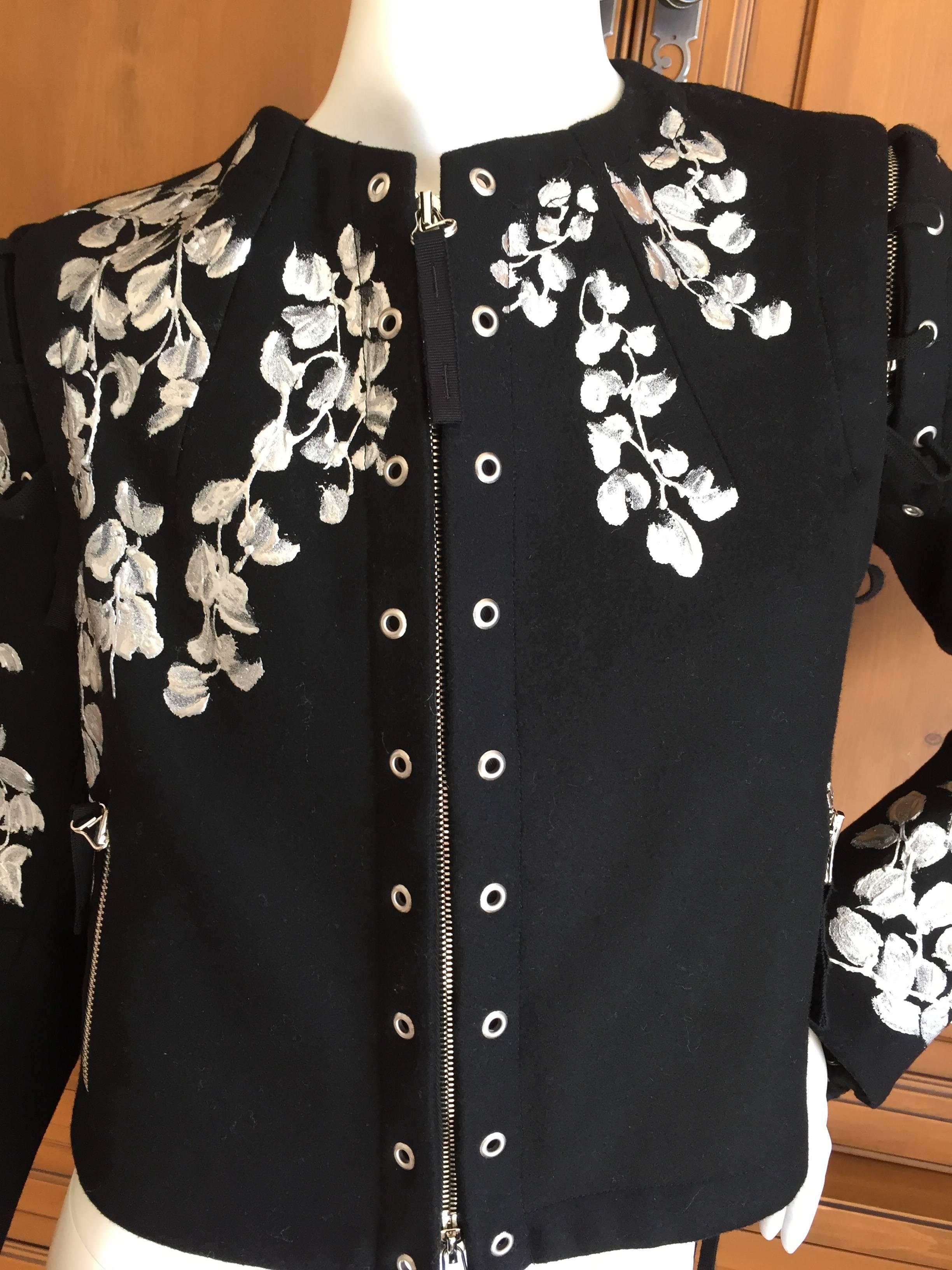 Dries van Noten Hand Painted Black Moto Jacket 2