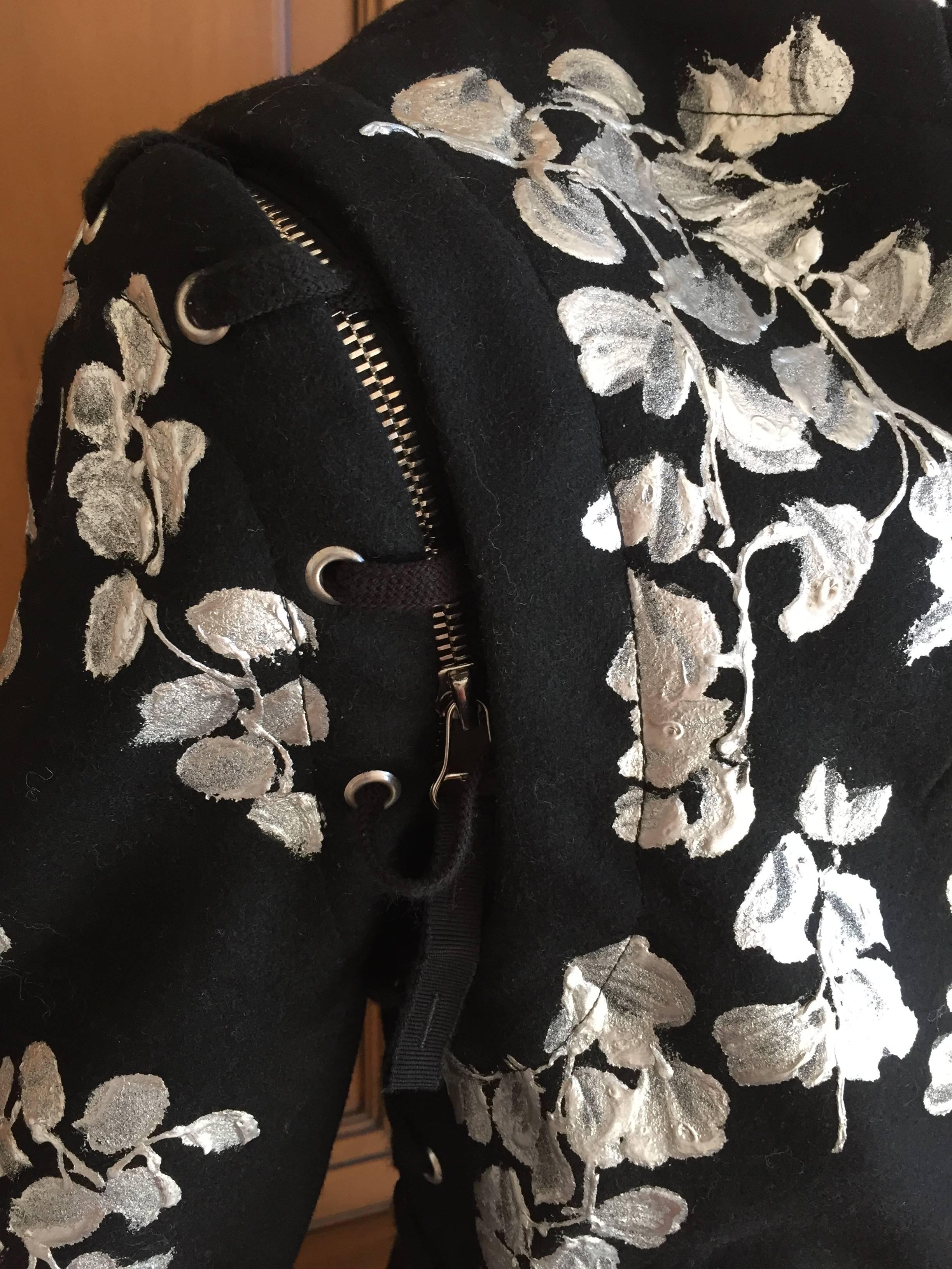 Dries van Noten Hand Painted Black Moto Jacket 1