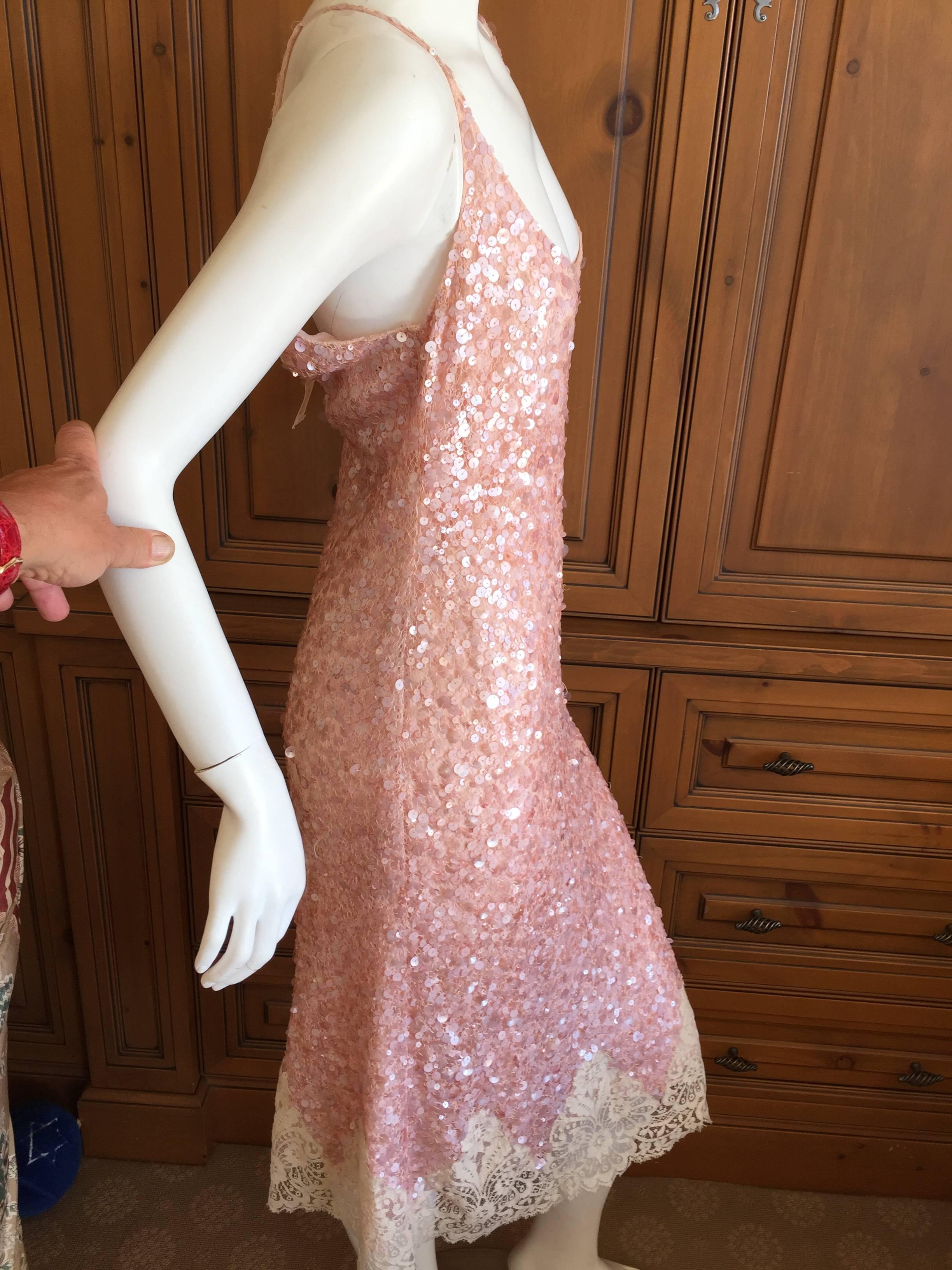 Valentino Lace Trim Sequin Slip Dress  New / Tags 1
