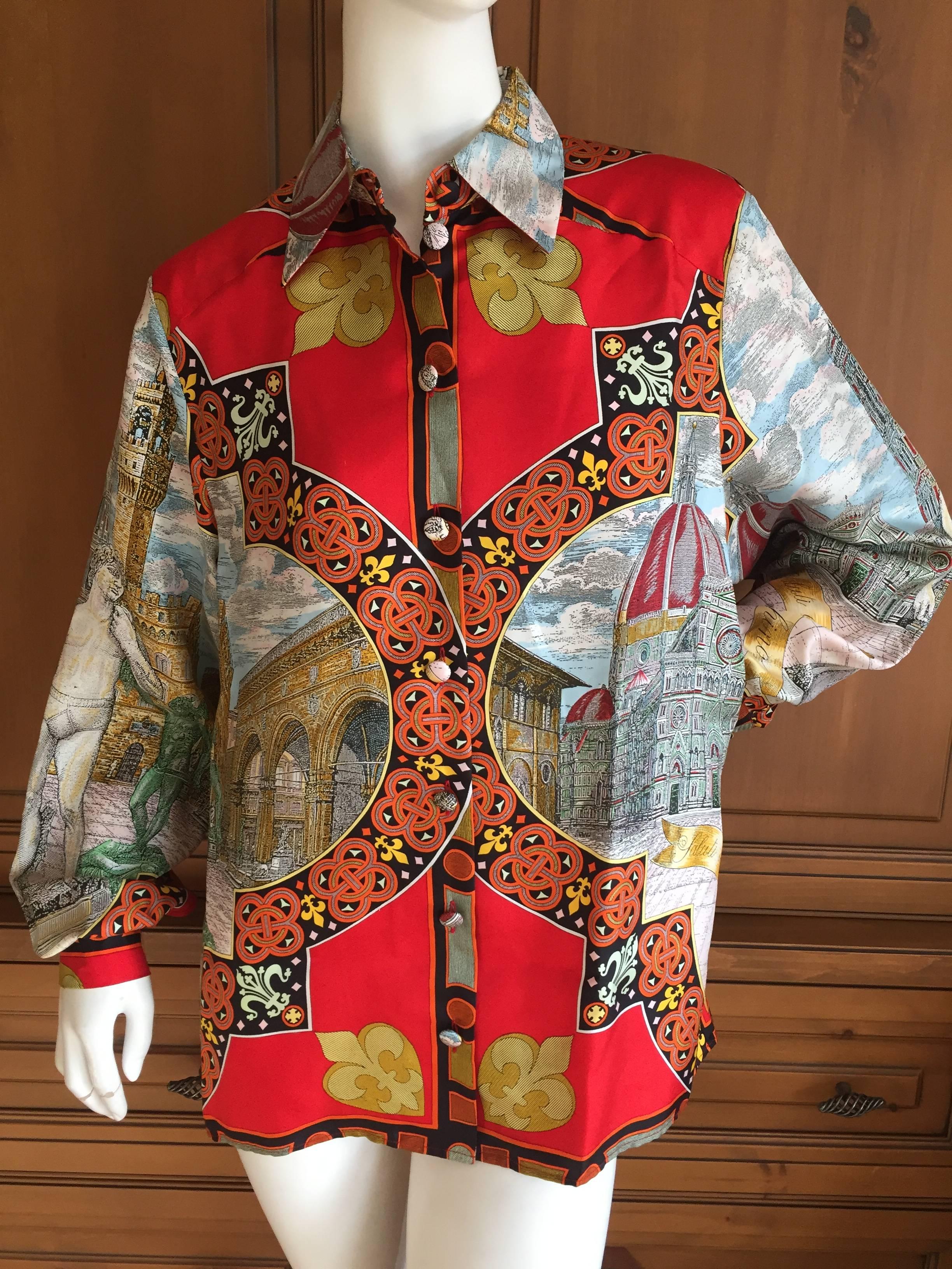 Moschino Couture Cruise Me Baby Florence Silk Blouse 1989 In New Condition In Cloverdale, CA
