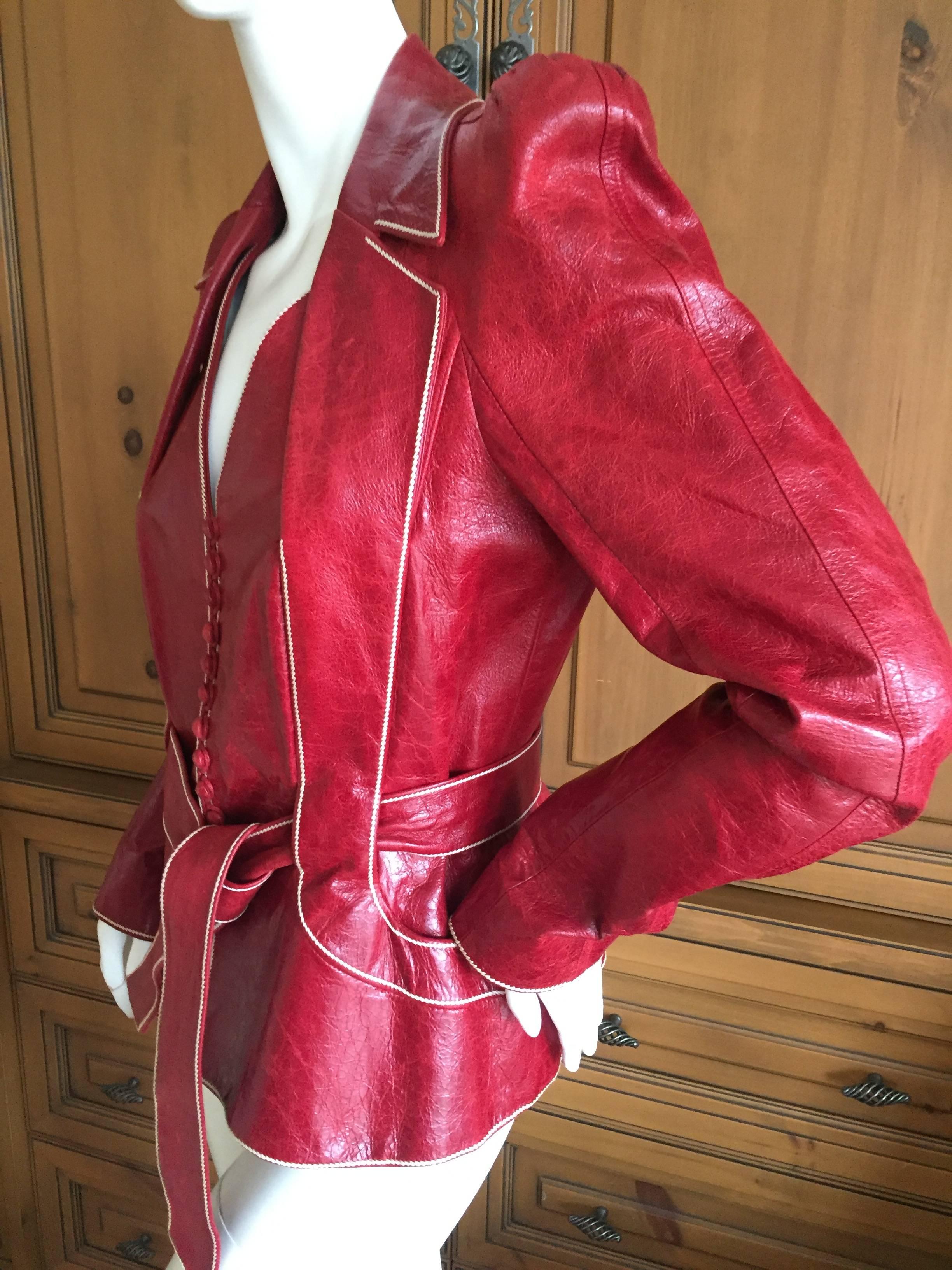 Dior by Galliano Red Lambskin Leather Bar Jacket 3