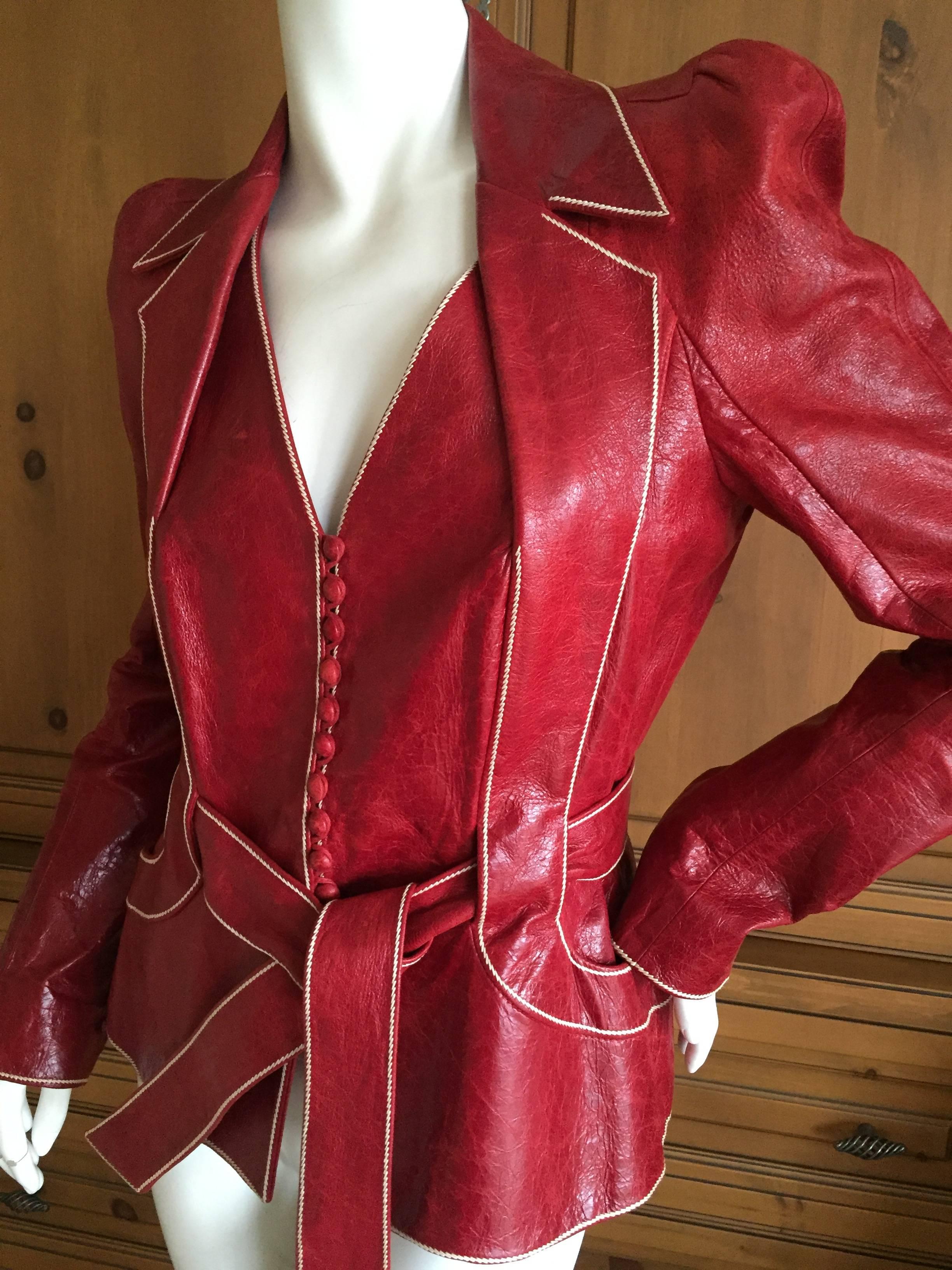 Dior by Galliano Red Lambskin Leather Bar Jacket 2