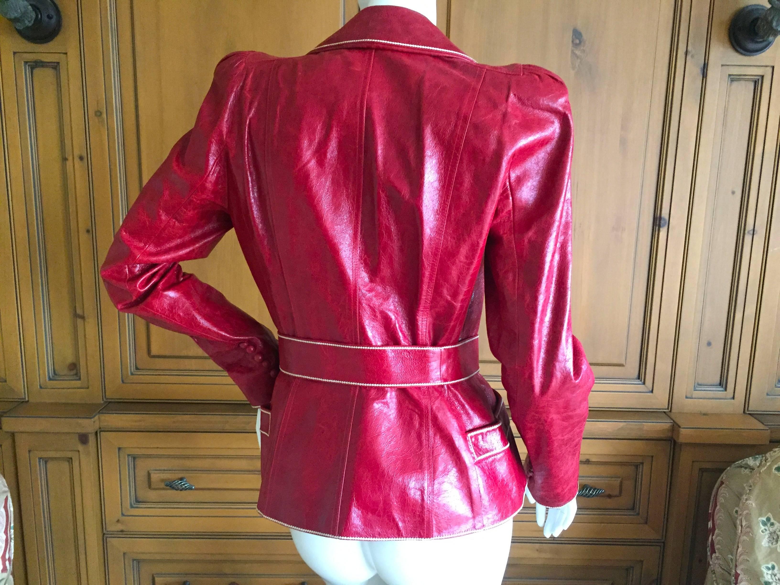 Dior by Galliano Red Lambskin Leather Bar Jacket 1
