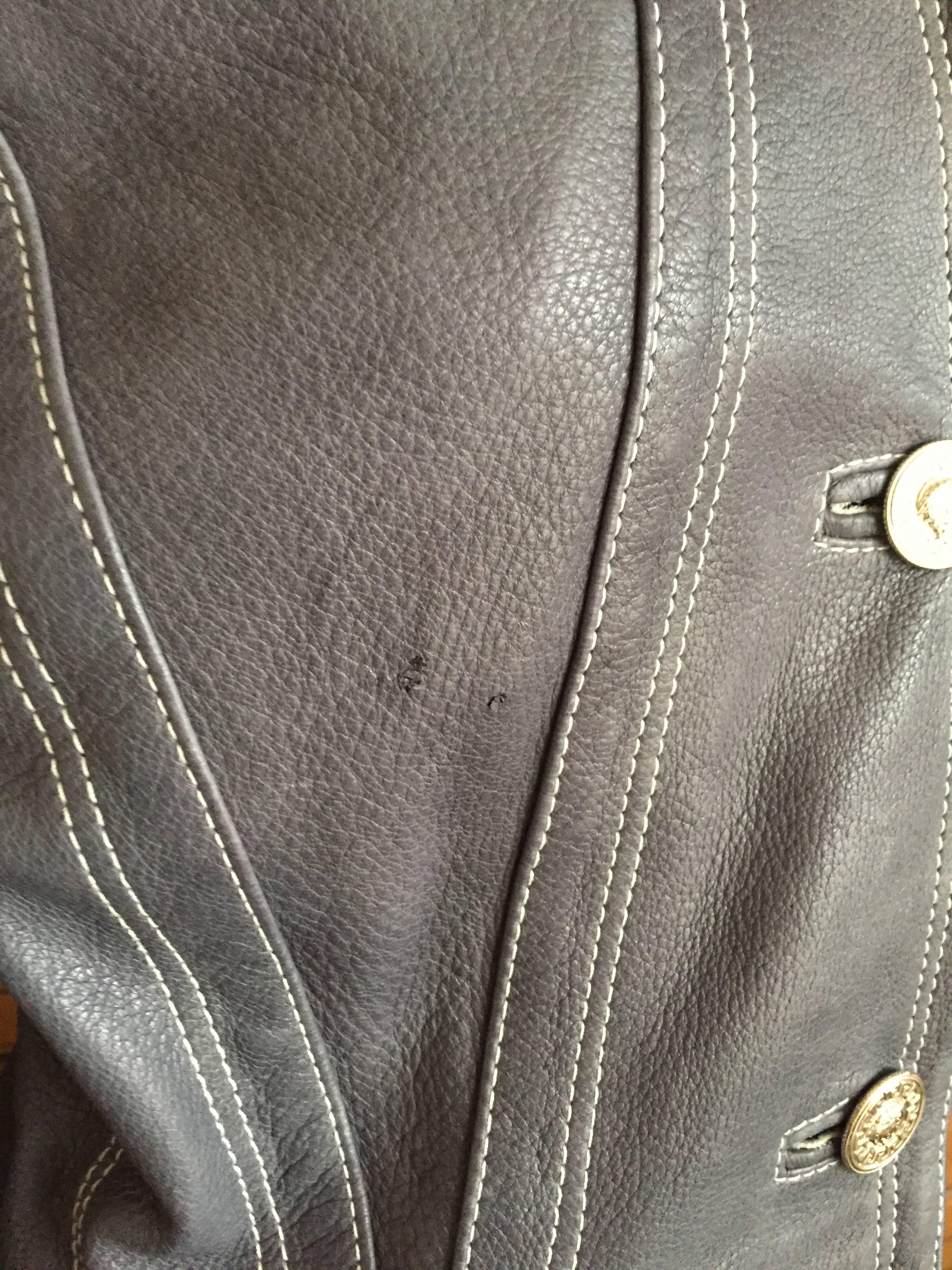Gianni Versace Vintage 80's Blue Leather Jacket For Sale 3