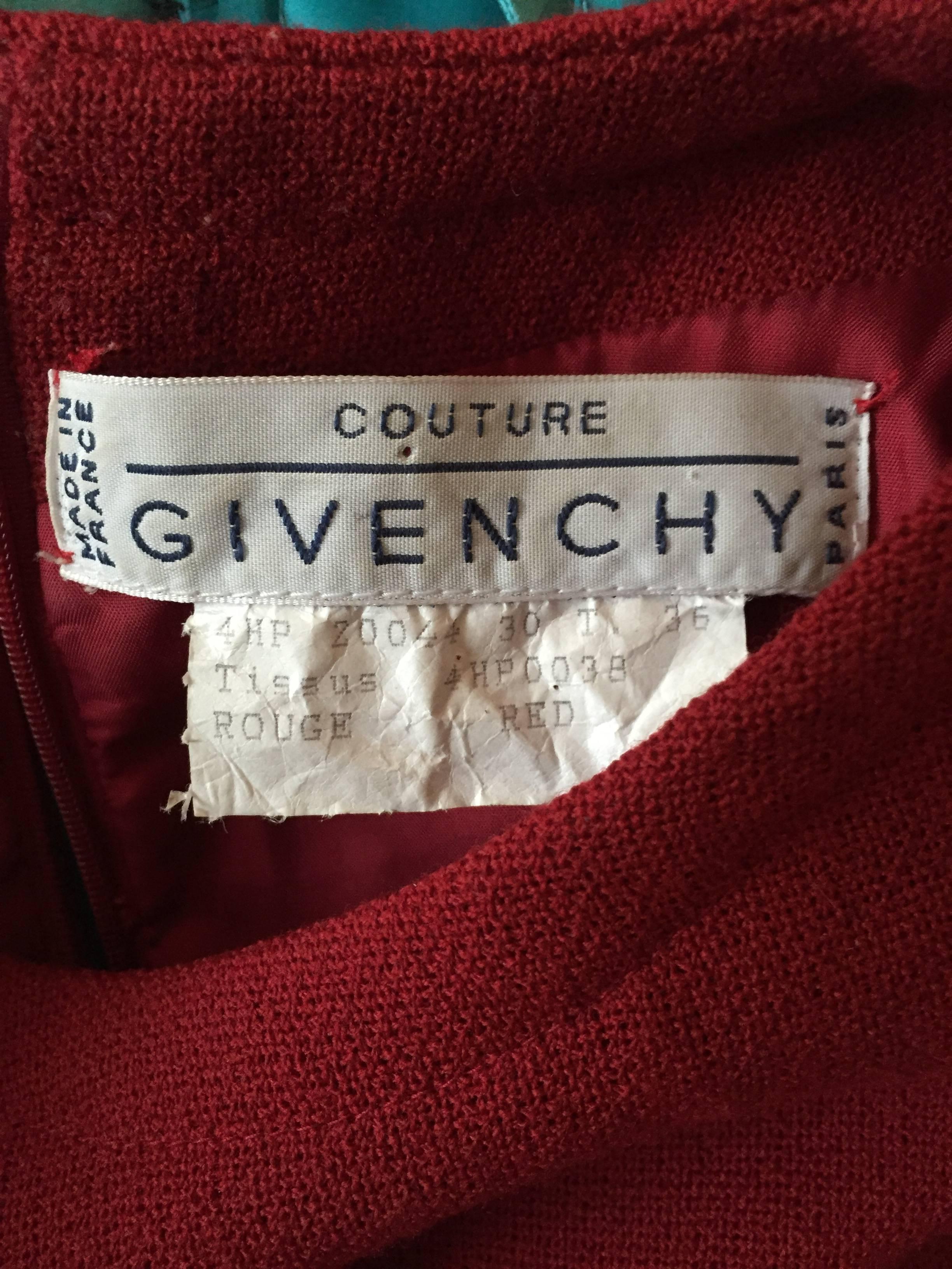 Givenchy Couture Vintage Red Mini Dress For Sale 2