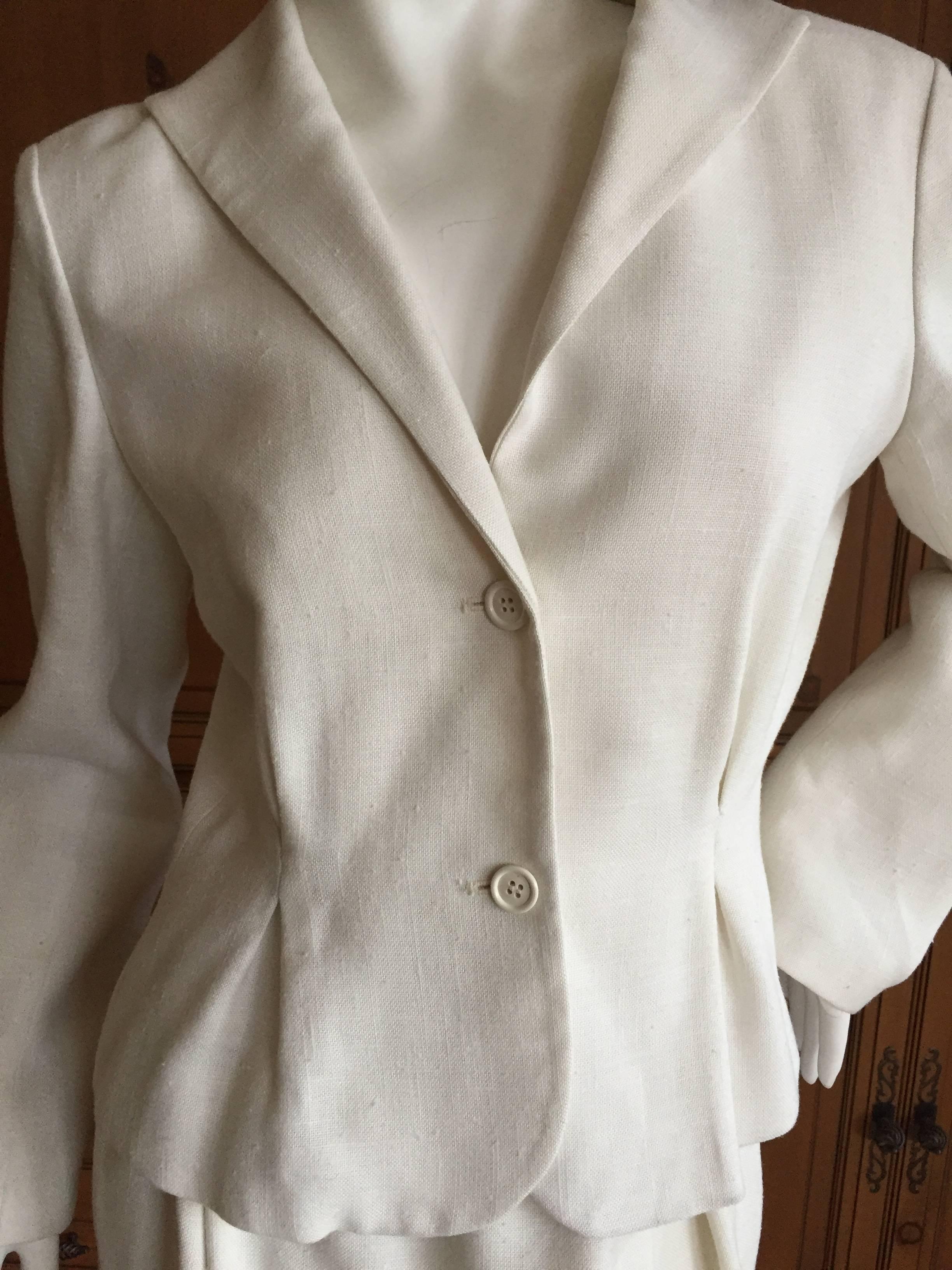 Halston 1970's Ivory Linen Skirt Suit from I.Magnin In Excellent Condition For Sale In Cloverdale, CA