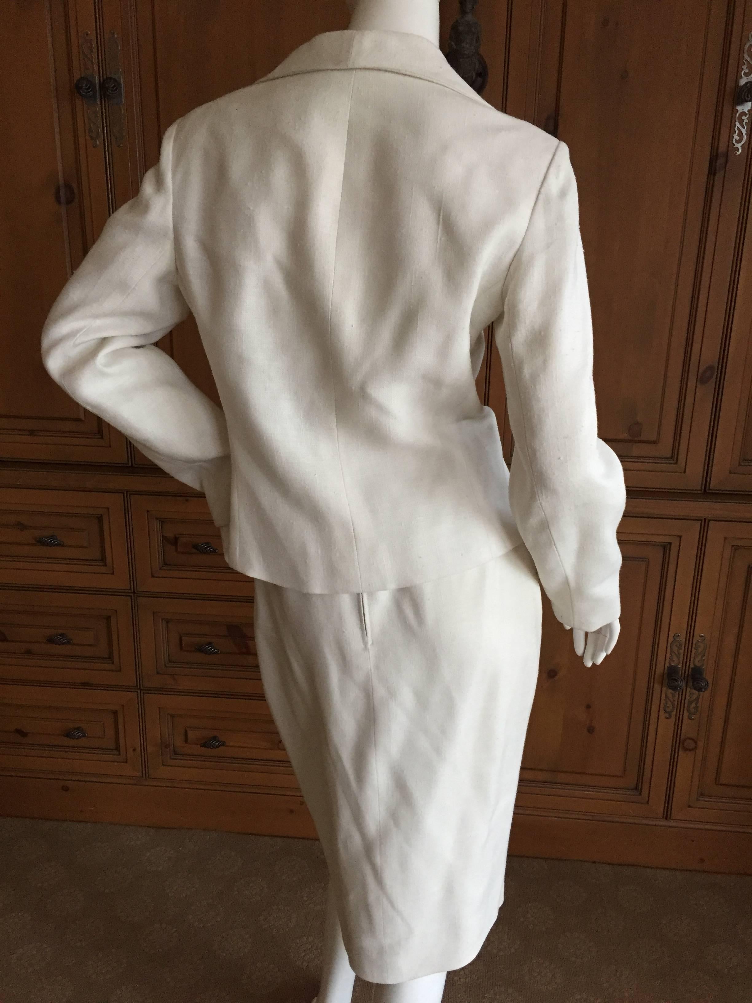 Women's Halston 1970's Ivory Linen Skirt Suit from I.Magnin For Sale