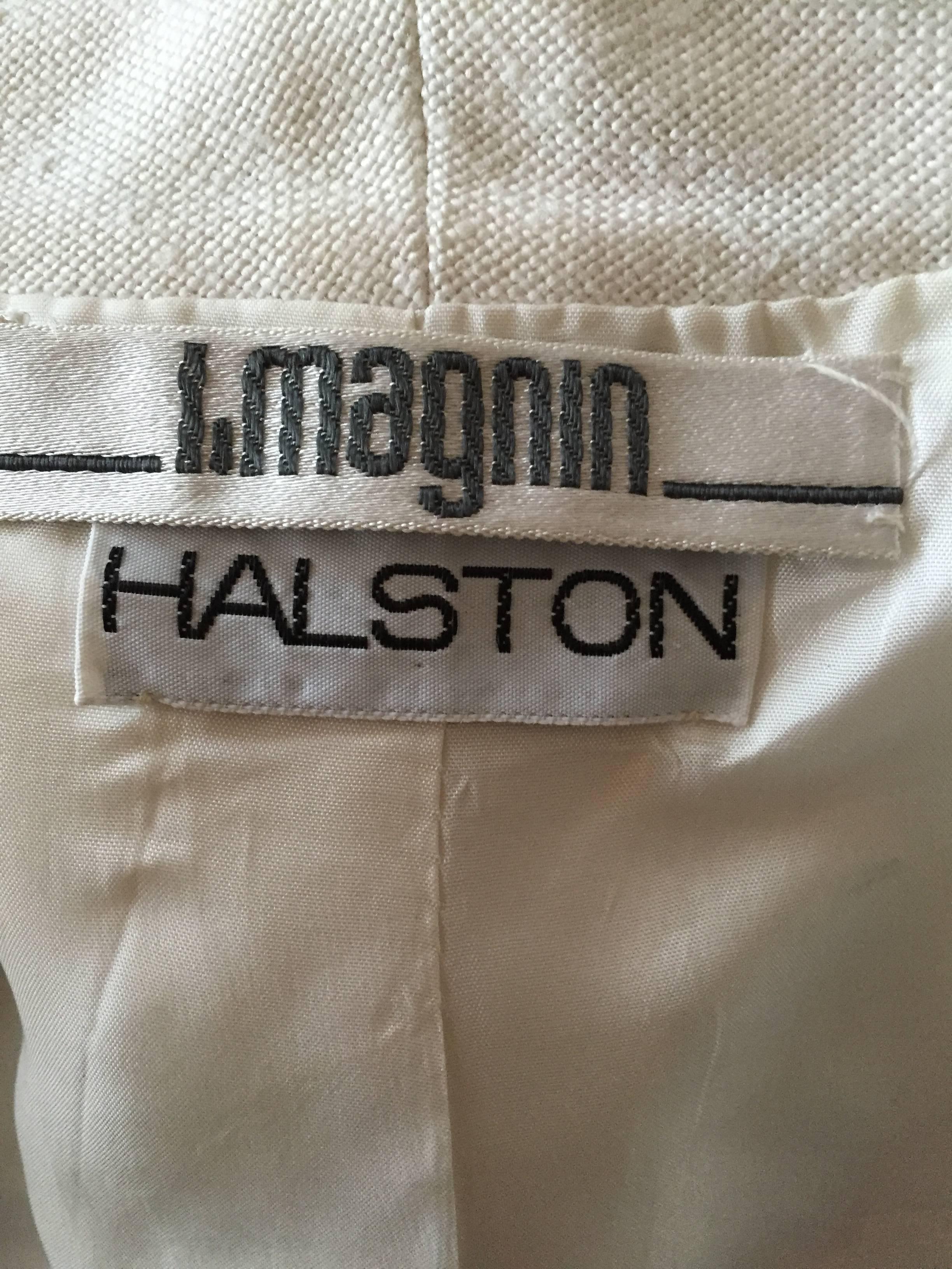 Halston 1970's Ivory Linen Skirt Suit from I.Magnin For Sale 1