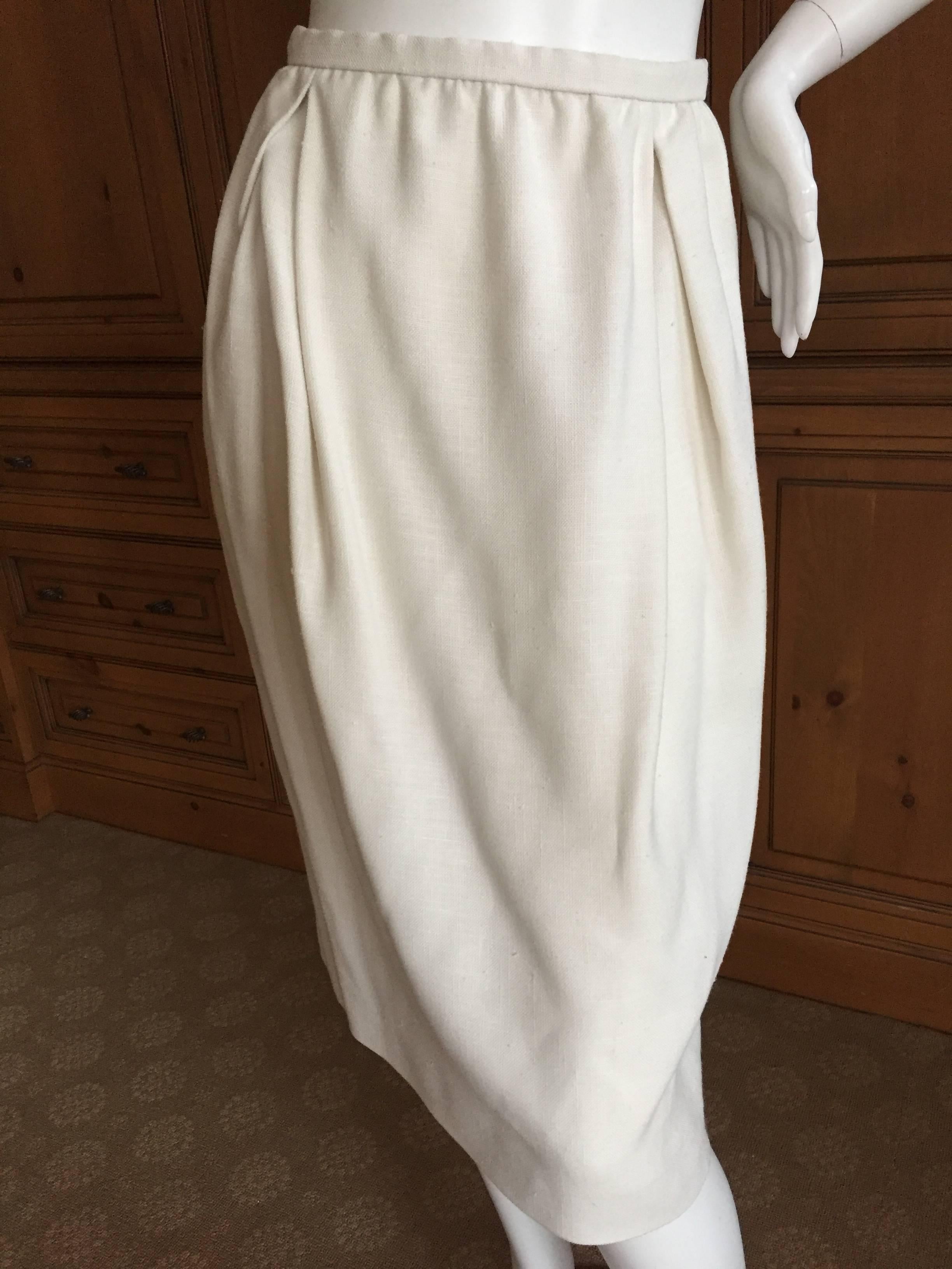 Halston 1970's Ivory Linen Skirt Suit from I.Magnin For Sale 2