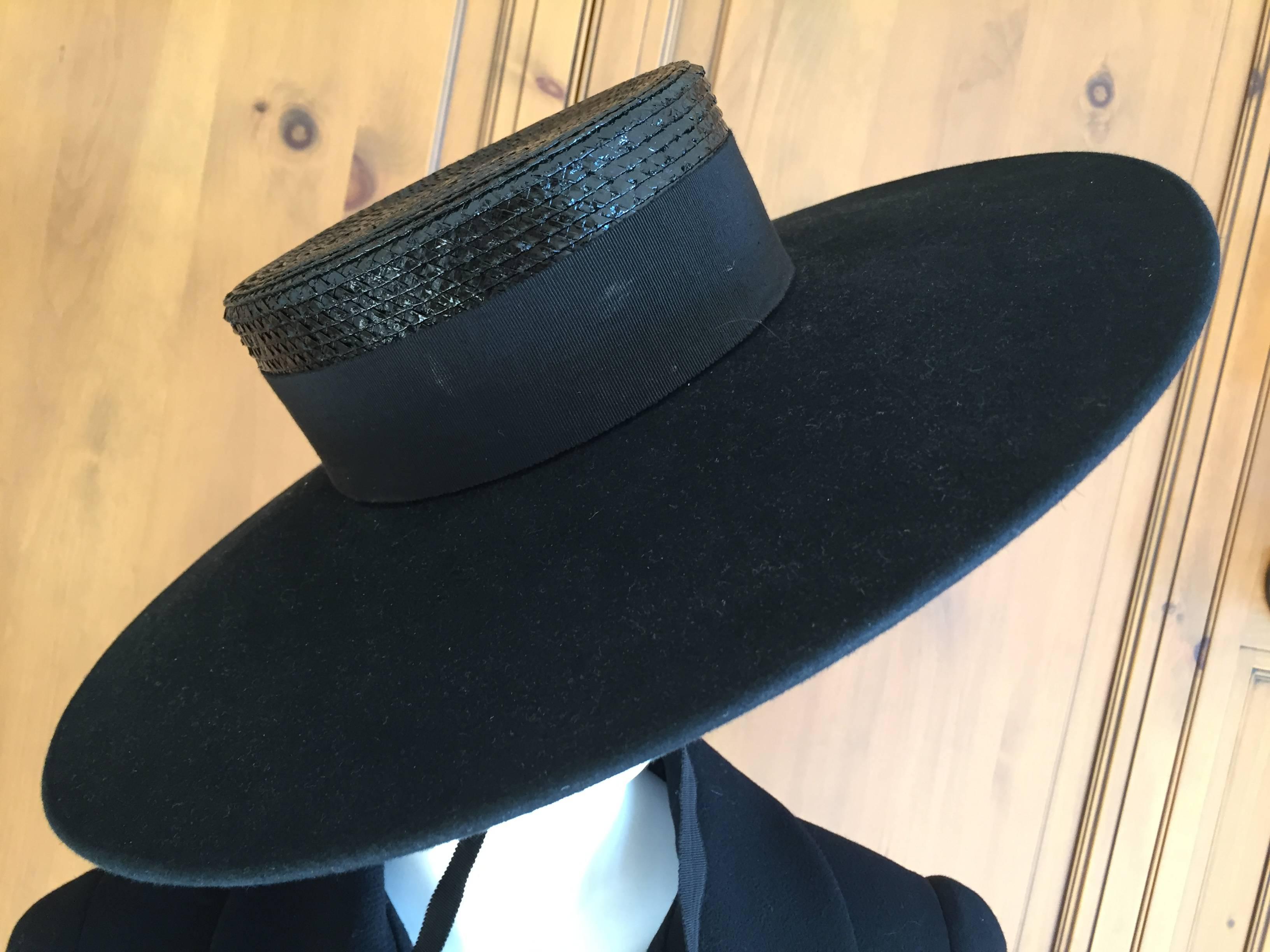 Women's Yves Saint Laurent Numbered Couture Runway Black Hat