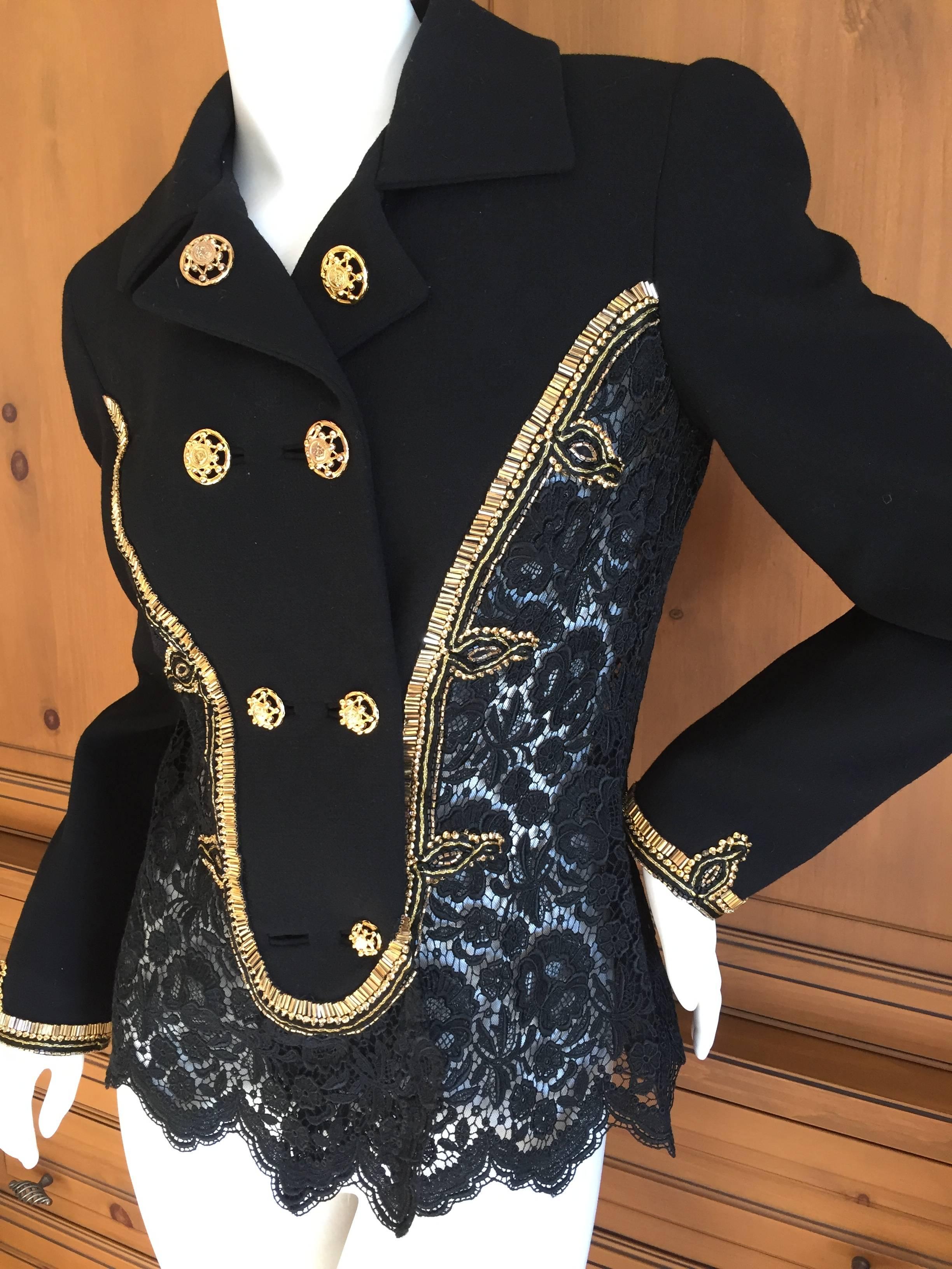 Gianni Versace Couture 1992 Beaded Black Lace Jacket For Sale 6