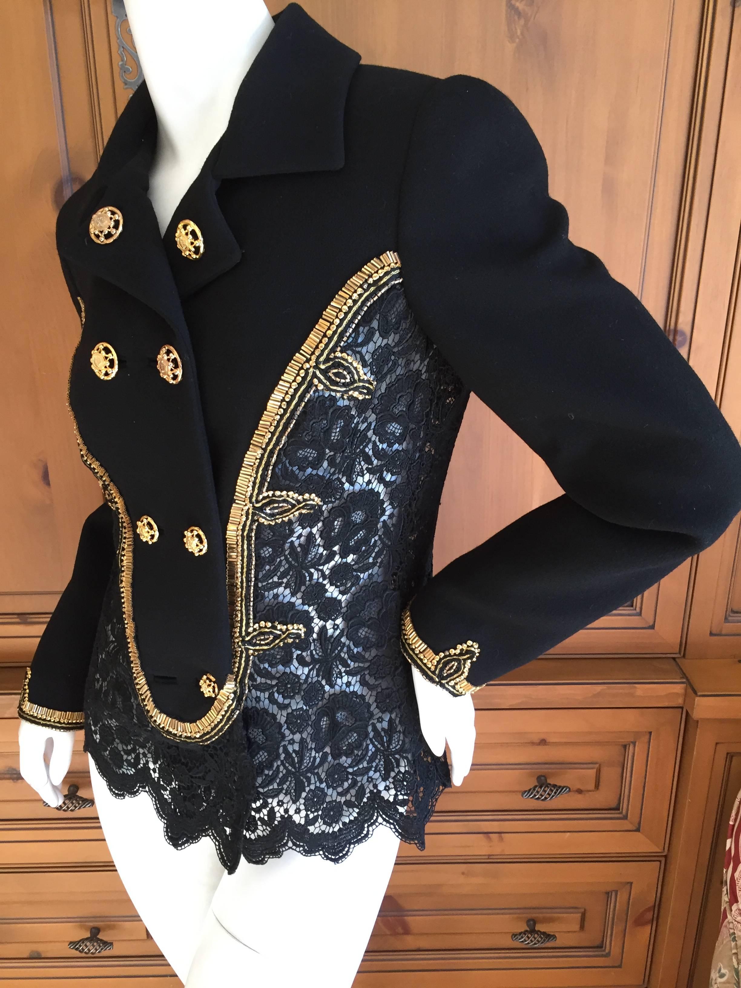 Gianni Versace Couture 1992 Beaded Black Lace Jacket For Sale 4