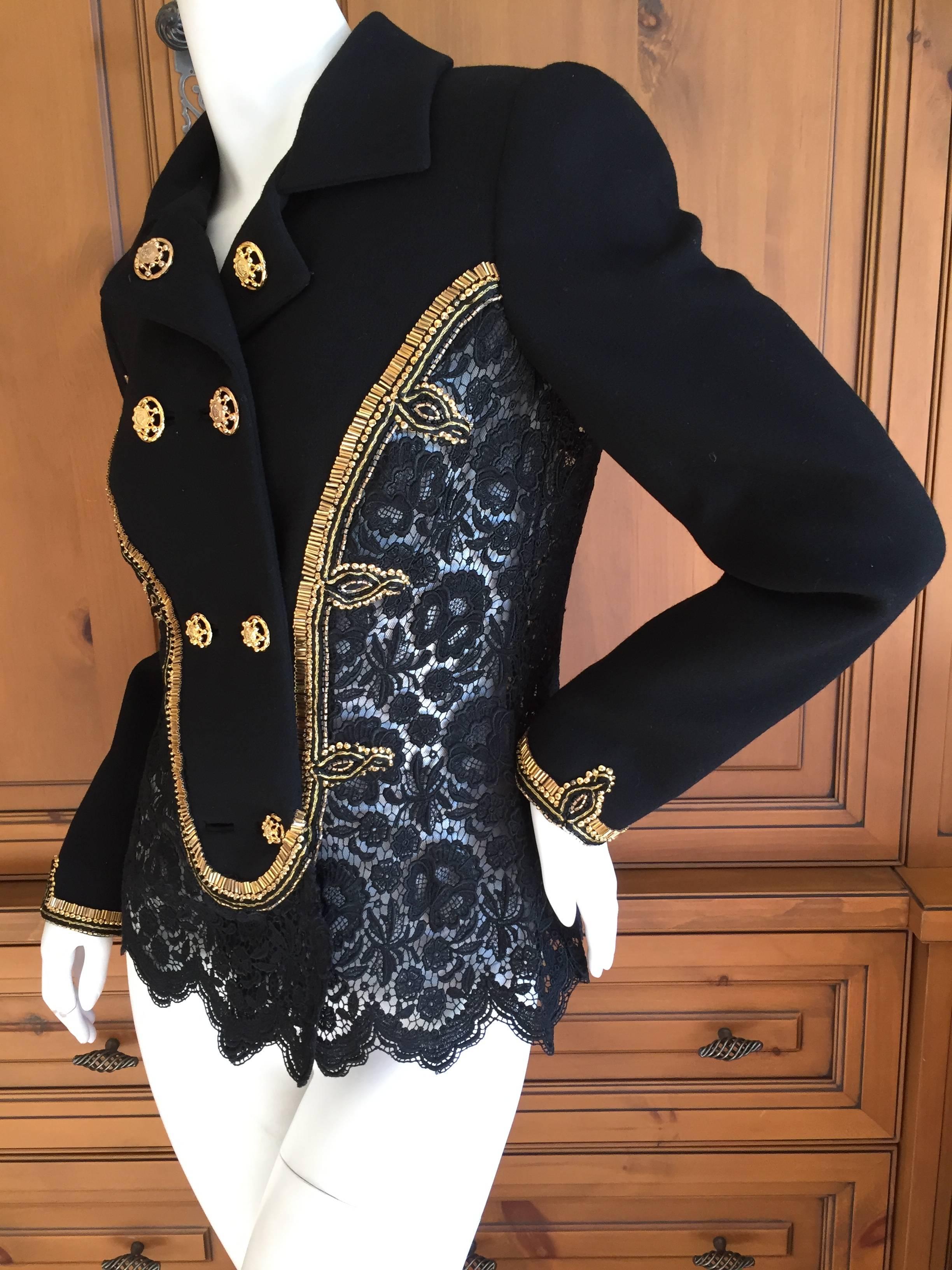 Gianni Versace Couture 1992 Beaded Black Lace Jacket In Excellent Condition For Sale In Cloverdale, CA