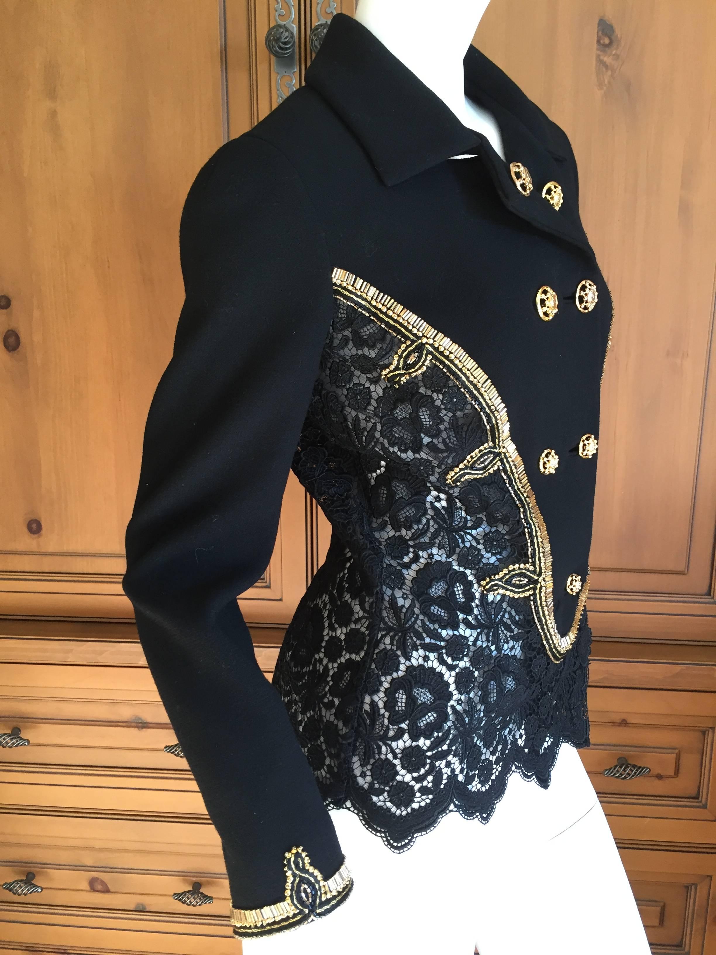 Gianni Versace Couture 1992 Beaded Black Lace Jacket For Sale 1