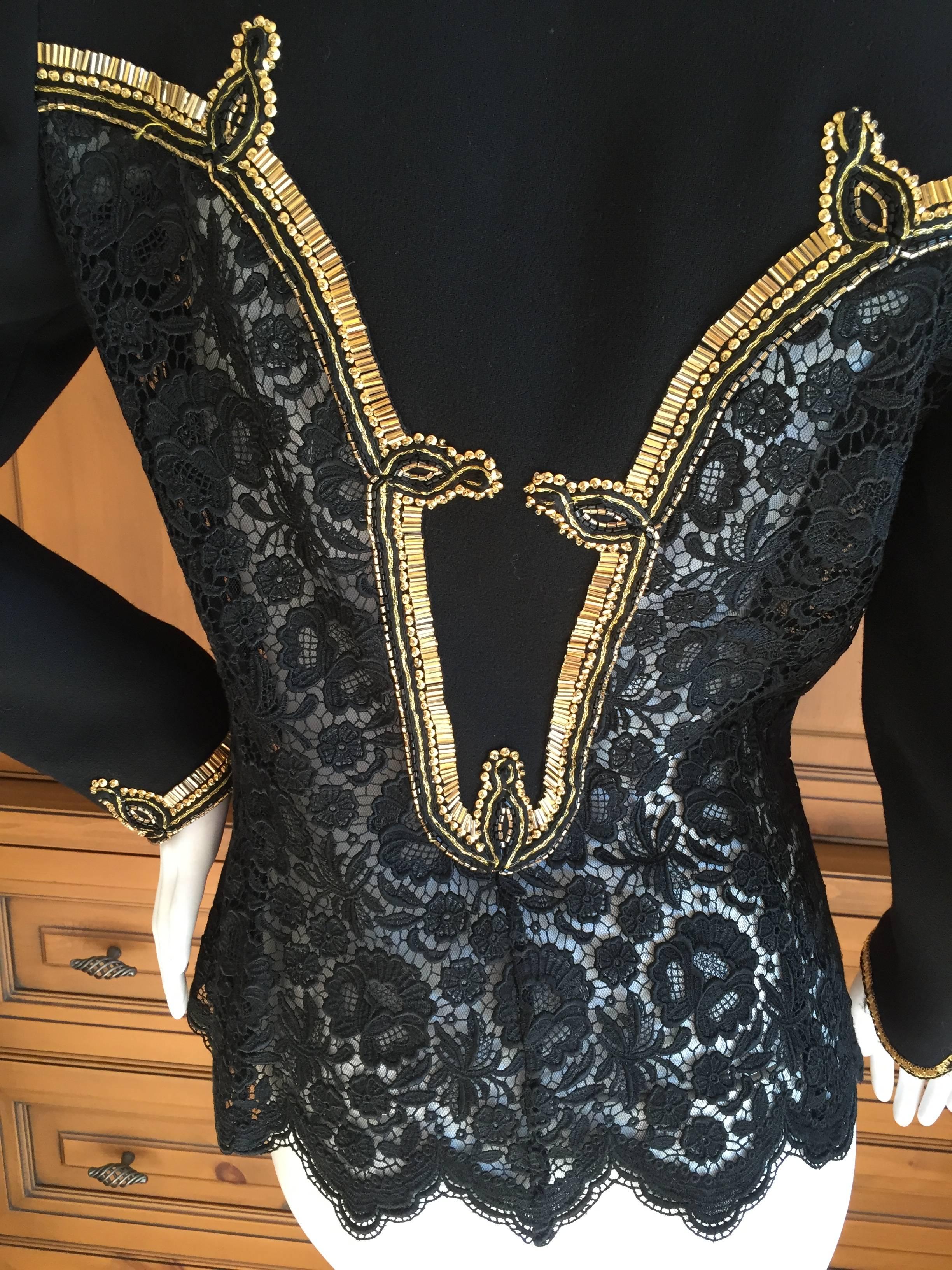 Gianni Versace Couture 1992 Beaded Black Lace Jacket For Sale 2