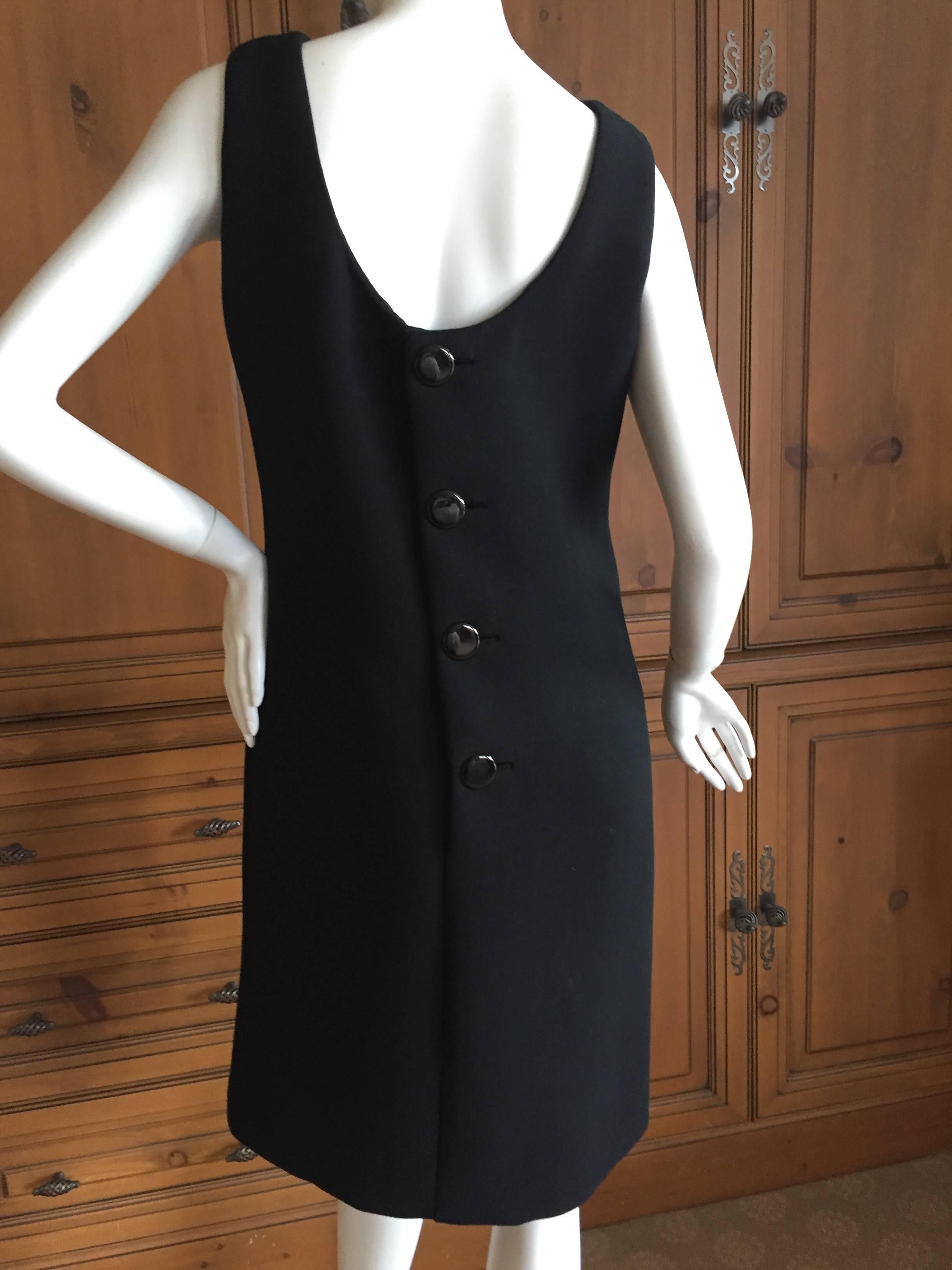 Norman Norell Black Scoop Back Button Dress In Excellent Condition For Sale In Cloverdale, CA
