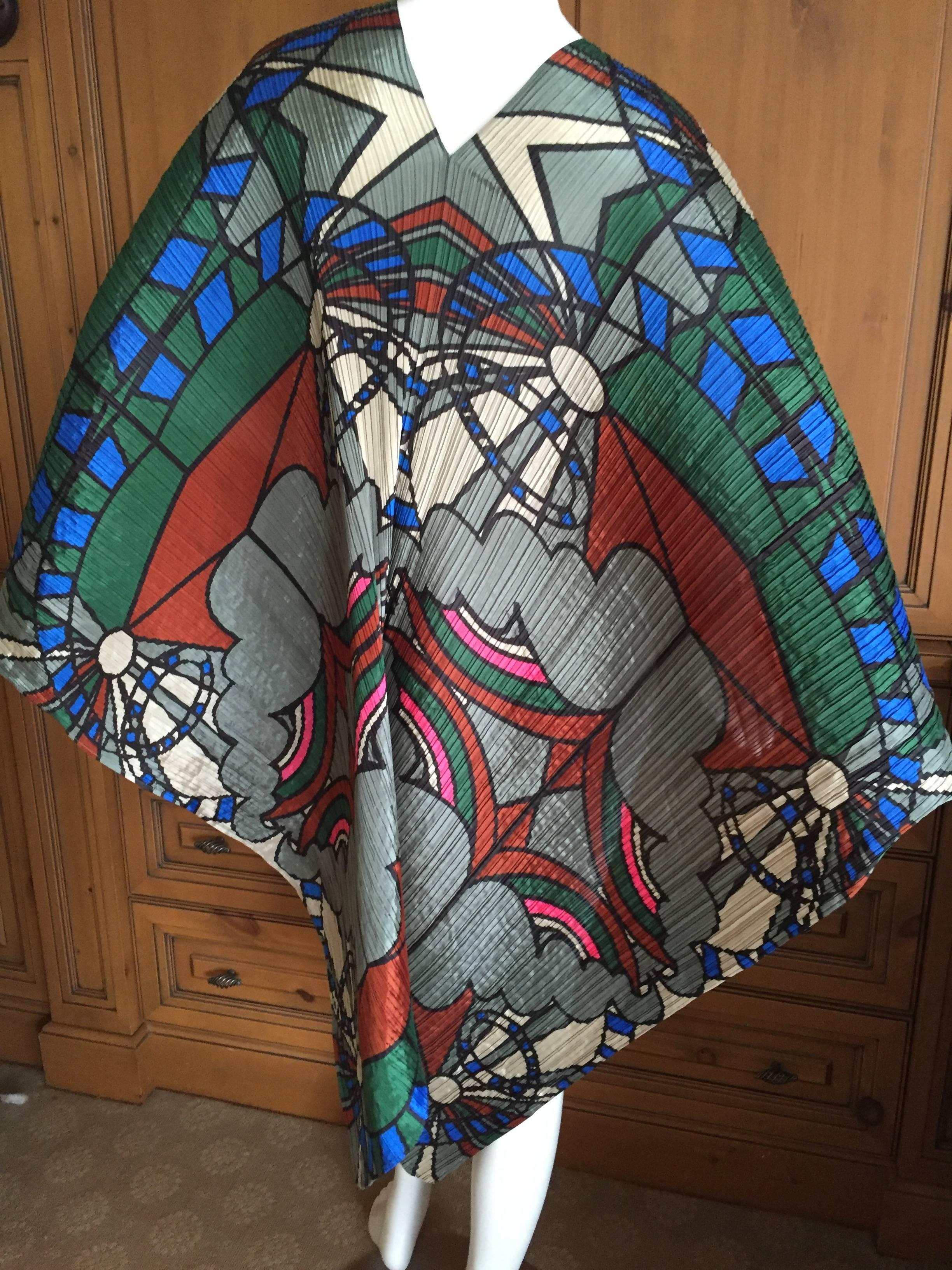 Issey Miyake Colorful Pleated Poncho from Pleats Please 3