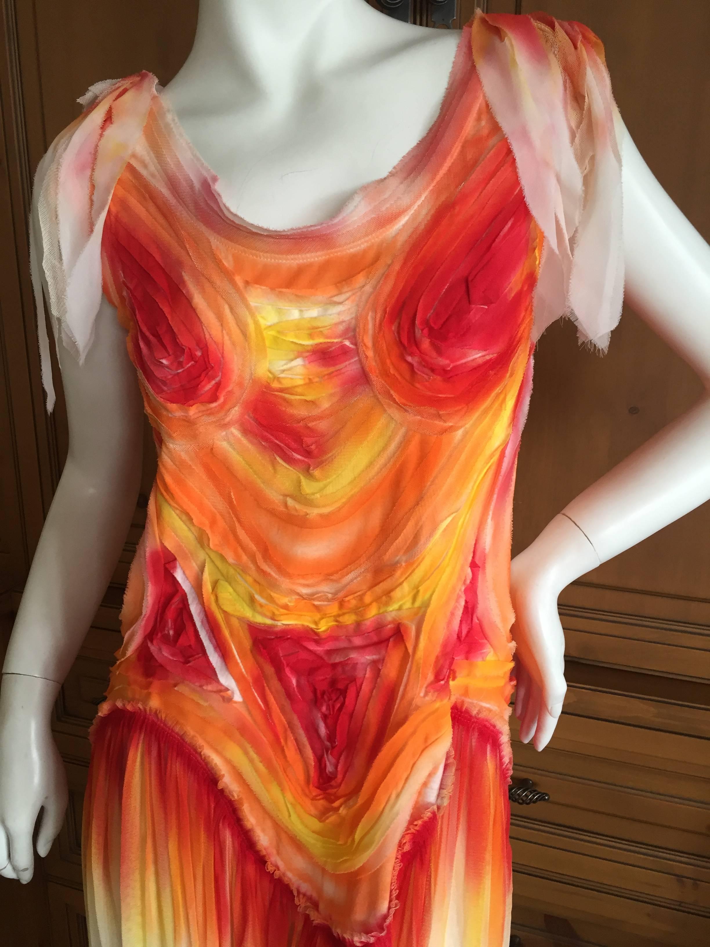 Issey Miyake Colorful Silk Tie Dye Dress In New Condition In Cloverdale, CA