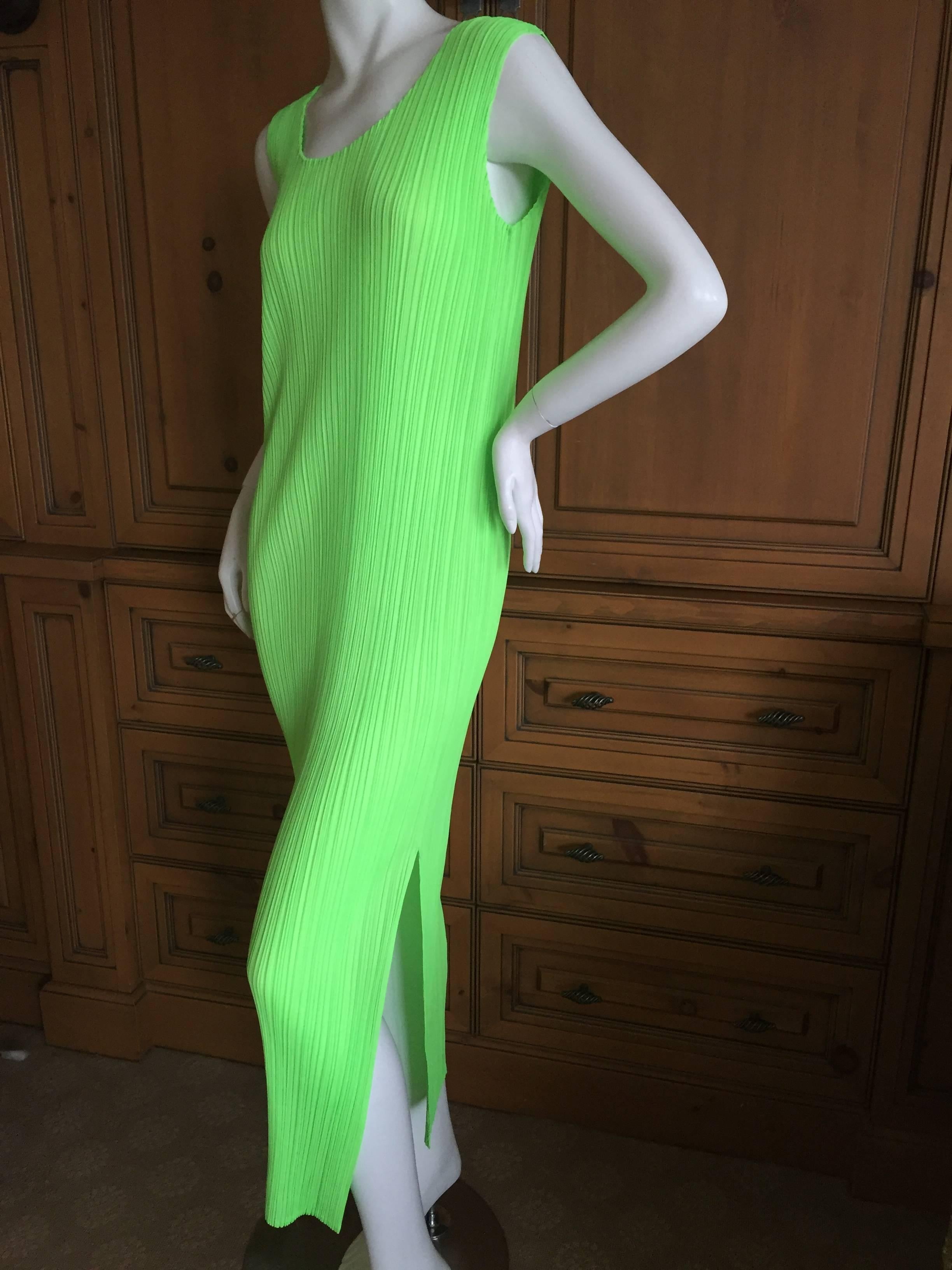 pleats please green dress