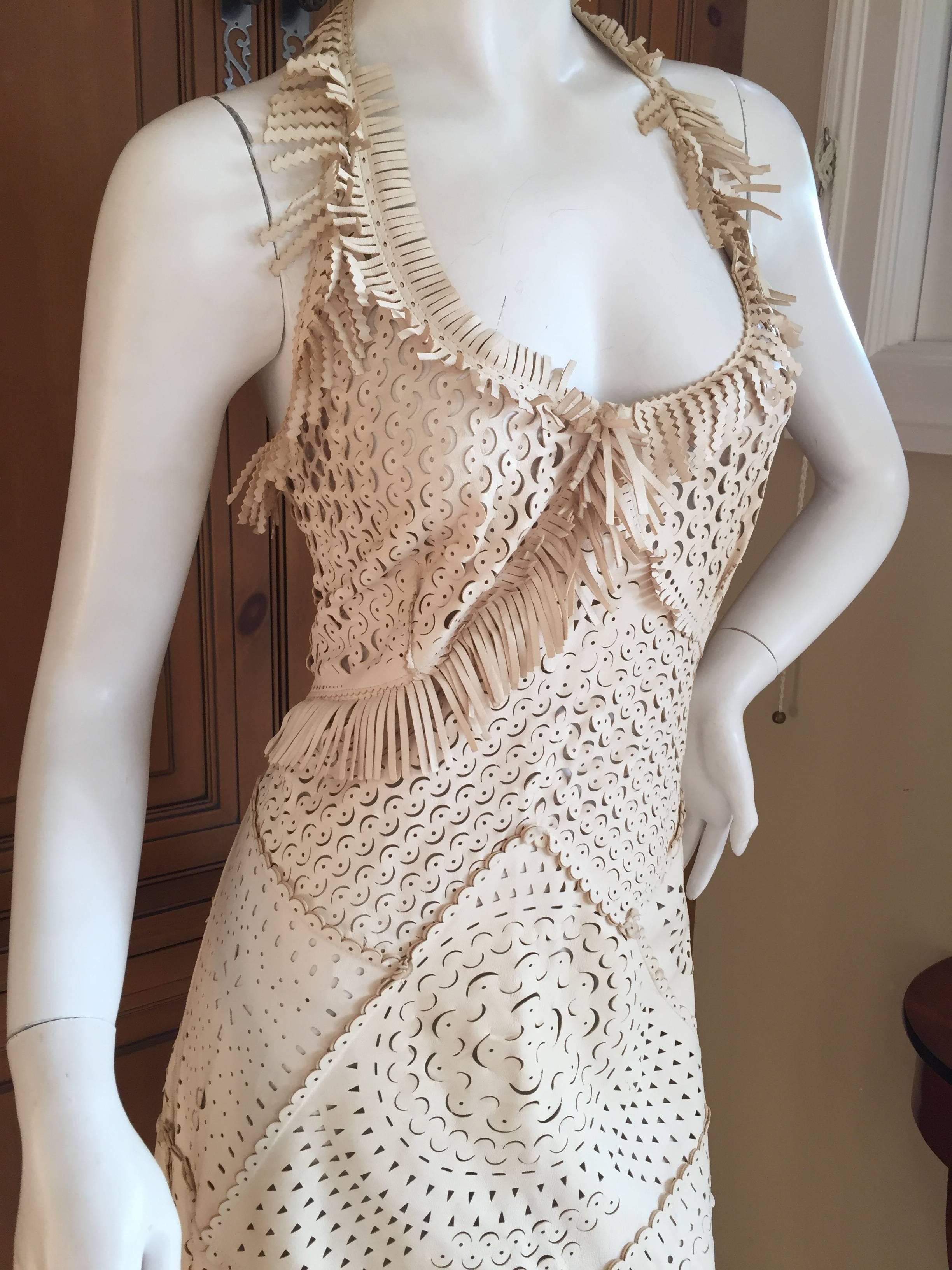 Jean Paul Gaultier Lazer Cut Leather Dress In Excellent Condition For Sale In Cloverdale, CA