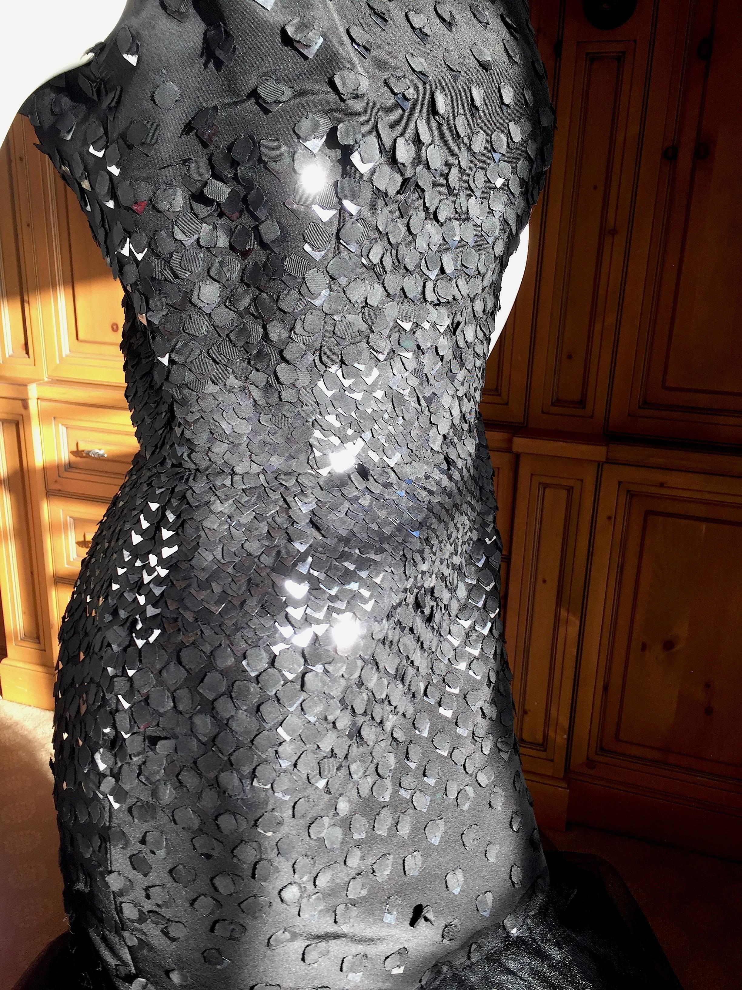 Oscar de la Renta Black Sequin Mermaid Gown 2