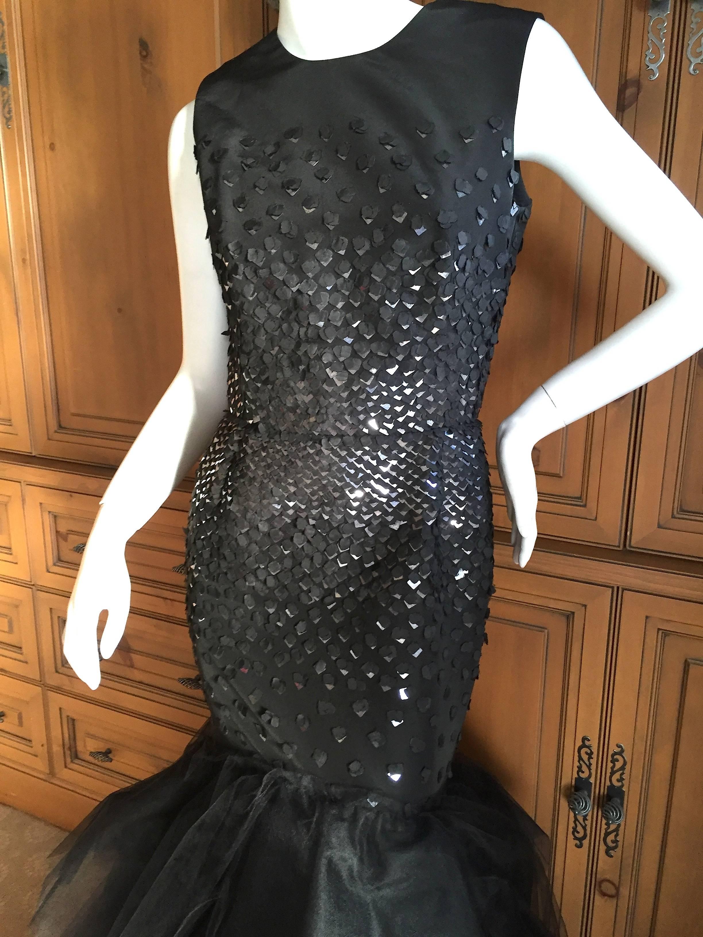 Oscar de la Renta Black Sequin Mermaid Gown In Excellent Condition In Cloverdale, CA